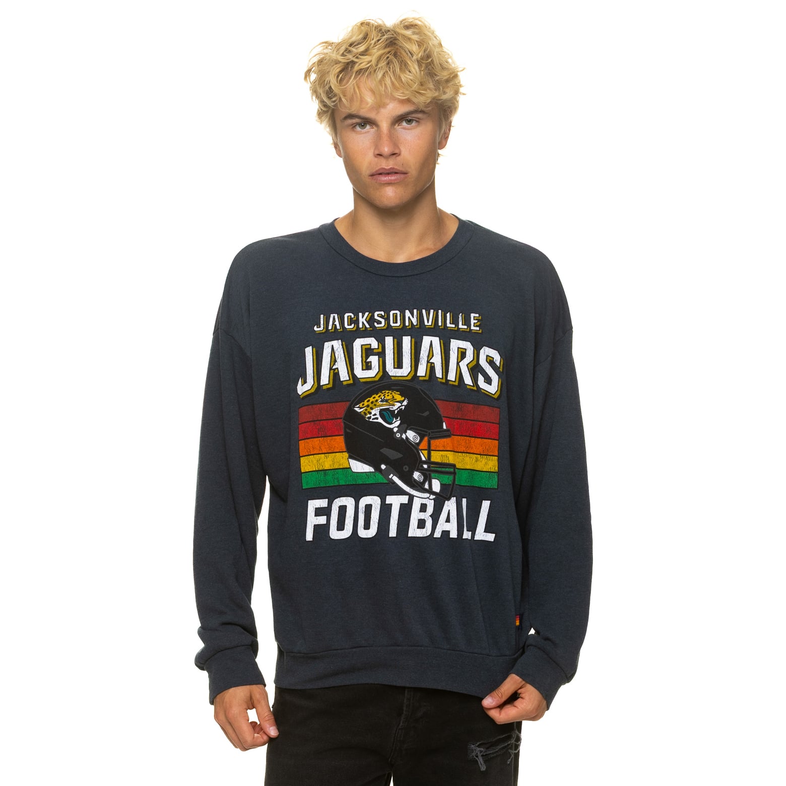 Sweat-shirt unisexe Aviator Nation gris anthracite Jacksonville Jaguars, coupe décontractée, en mélange de trois matières.