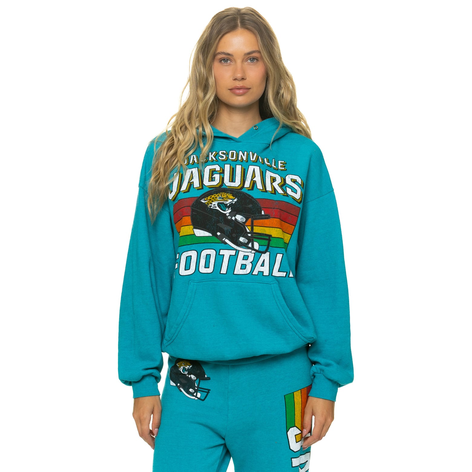 Sweat à capuche unisexe Aviator Nation bleu sarcelle Jacksonville Jaguars, coupe décontractée, en mélange de trois matières.