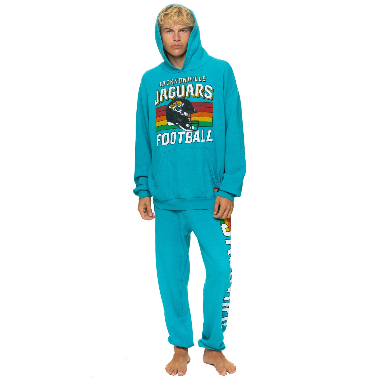 Sweat à capuche unisexe Aviator Nation bleu sarcelle Jacksonville Jaguars, coupe décontractée, en mélange de trois matières.