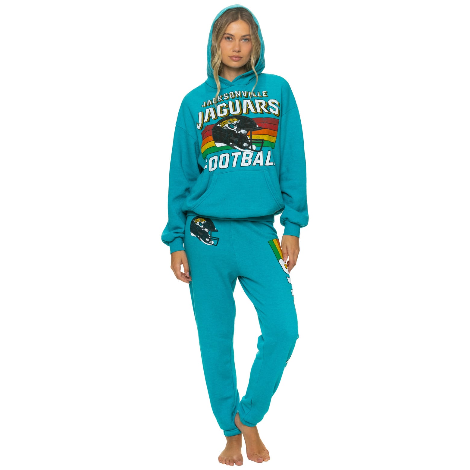 Sweat à capuche unisexe Aviator Nation bleu sarcelle Jacksonville Jaguars, coupe décontractée, en mélange de trois matières.