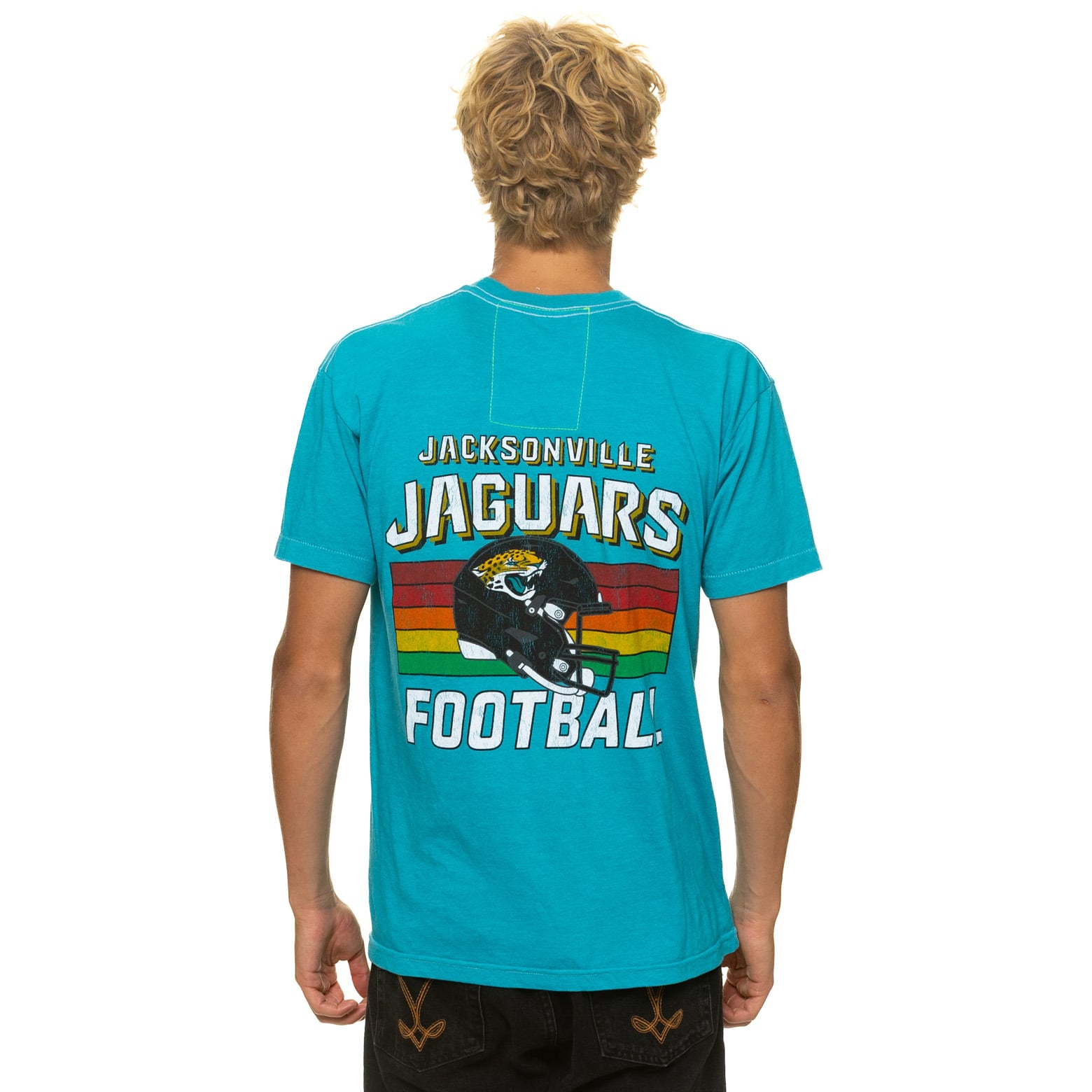 T-shirt unisexe Aviator Nation bleu sarcelle Jacksonville Jaguars en mélange de trois matières