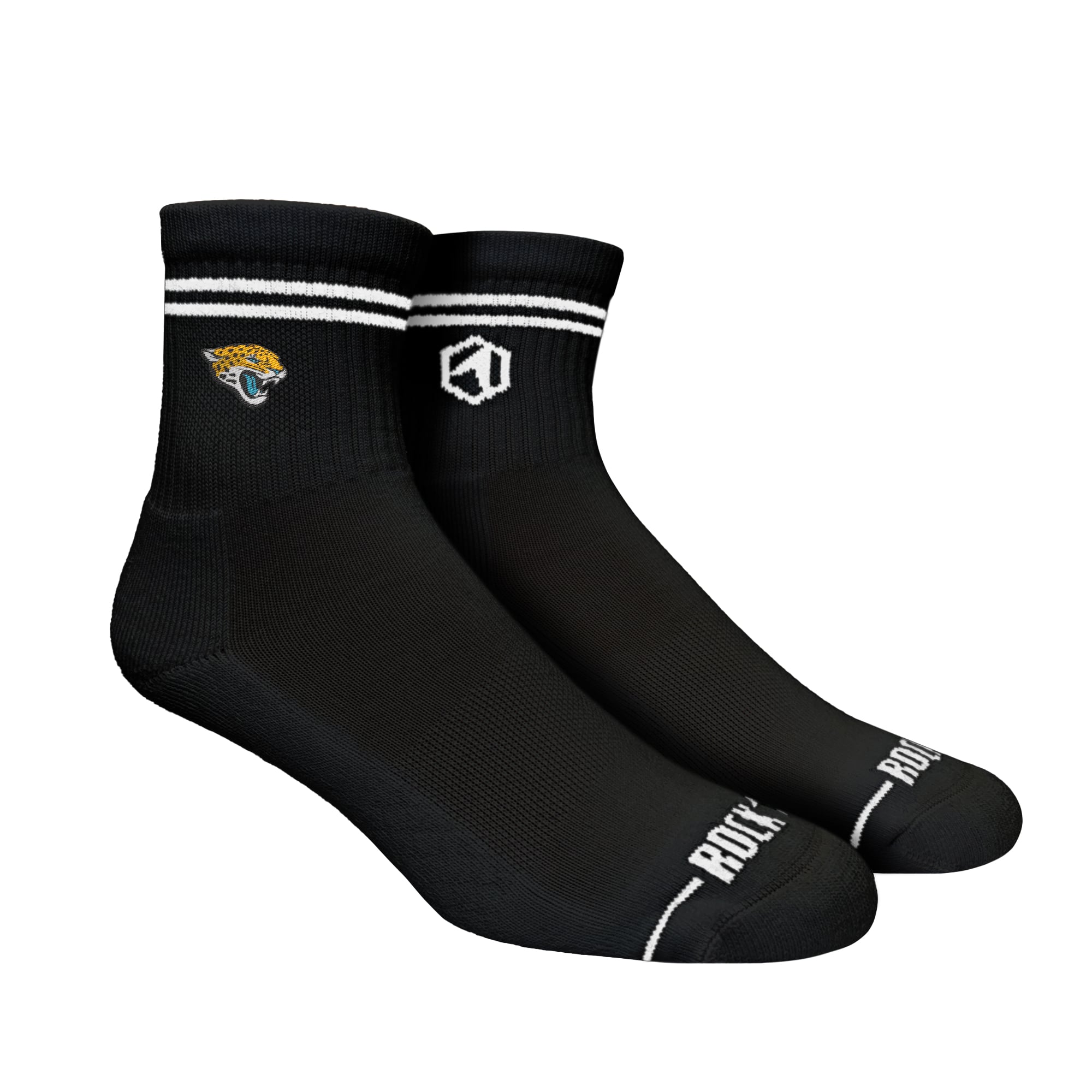Chaussettes unisexes Rock Em Black Jacksonville Jaguars à rayures décontractées mi-longues