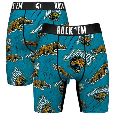  Jacksonville Jaguars Rock Em Unisex Throwback Logo Allover Boxer Briefs - Teal