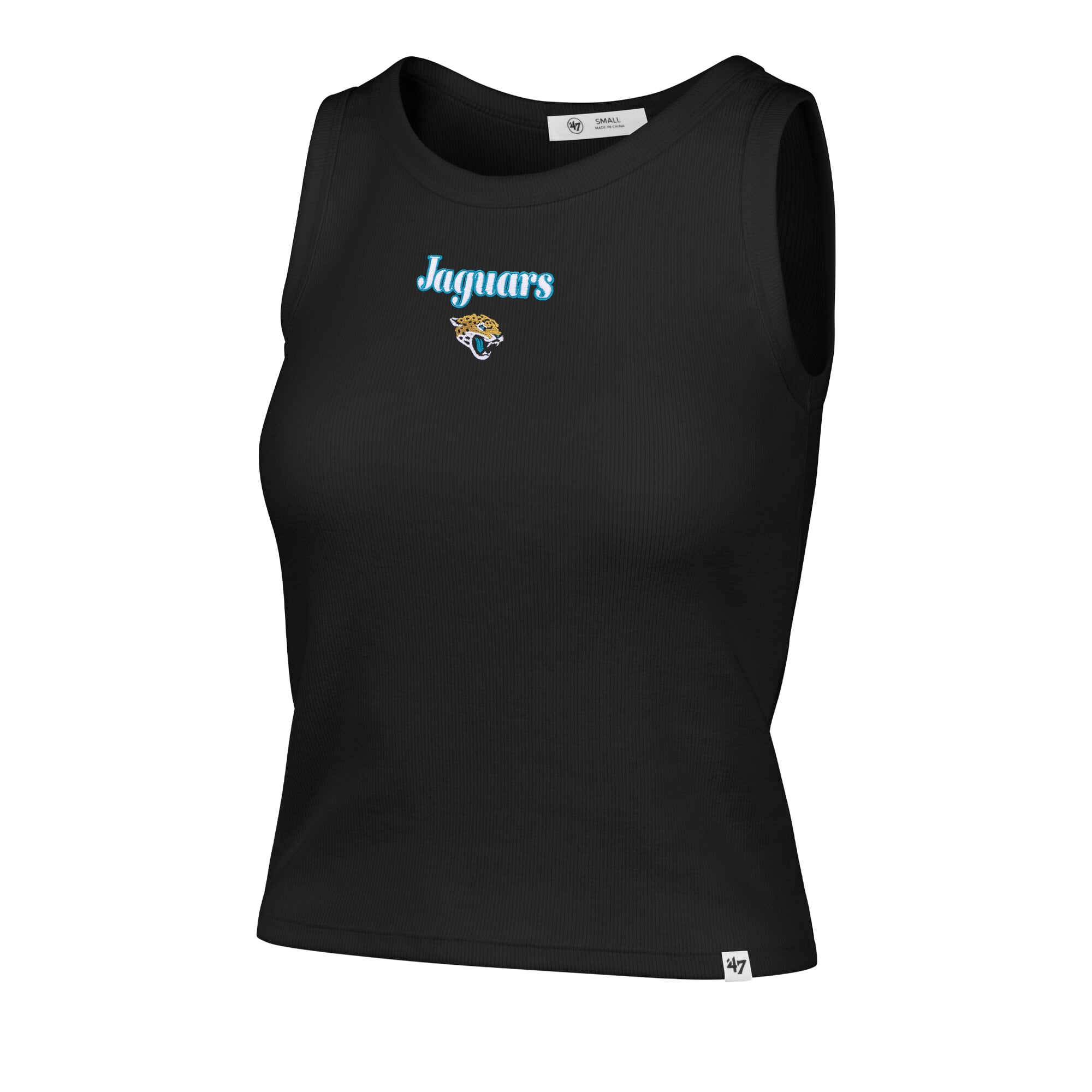 Débardeur court côtelé à coupe droite pour femme, modèle 47 noir des Jaguars de Jacksonville