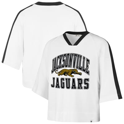 Jacksonville Jaguars '47 Women's Big Overarch Drop Needle Raglan V-Neck T-Shirt - White