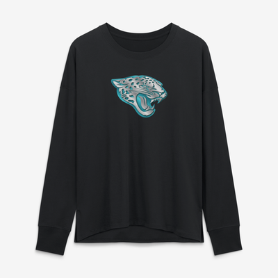 T-shirt à manches longues noir à l'effigie de la mascotte métallique des Jaguars de Jacksonville (femme)