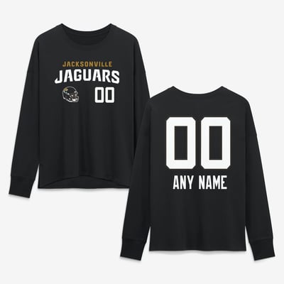 Jacksonville Jaguars Women's Touchdown Wordmark Personalized Name & Number Long Sleeve T-Shirt - Black