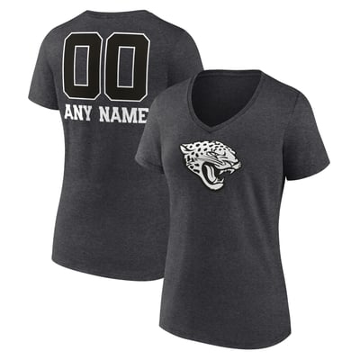 Jacksonville Jaguars Women's Personalized Name & Number Monochrome V-Neck T-Shirt - Charcoal