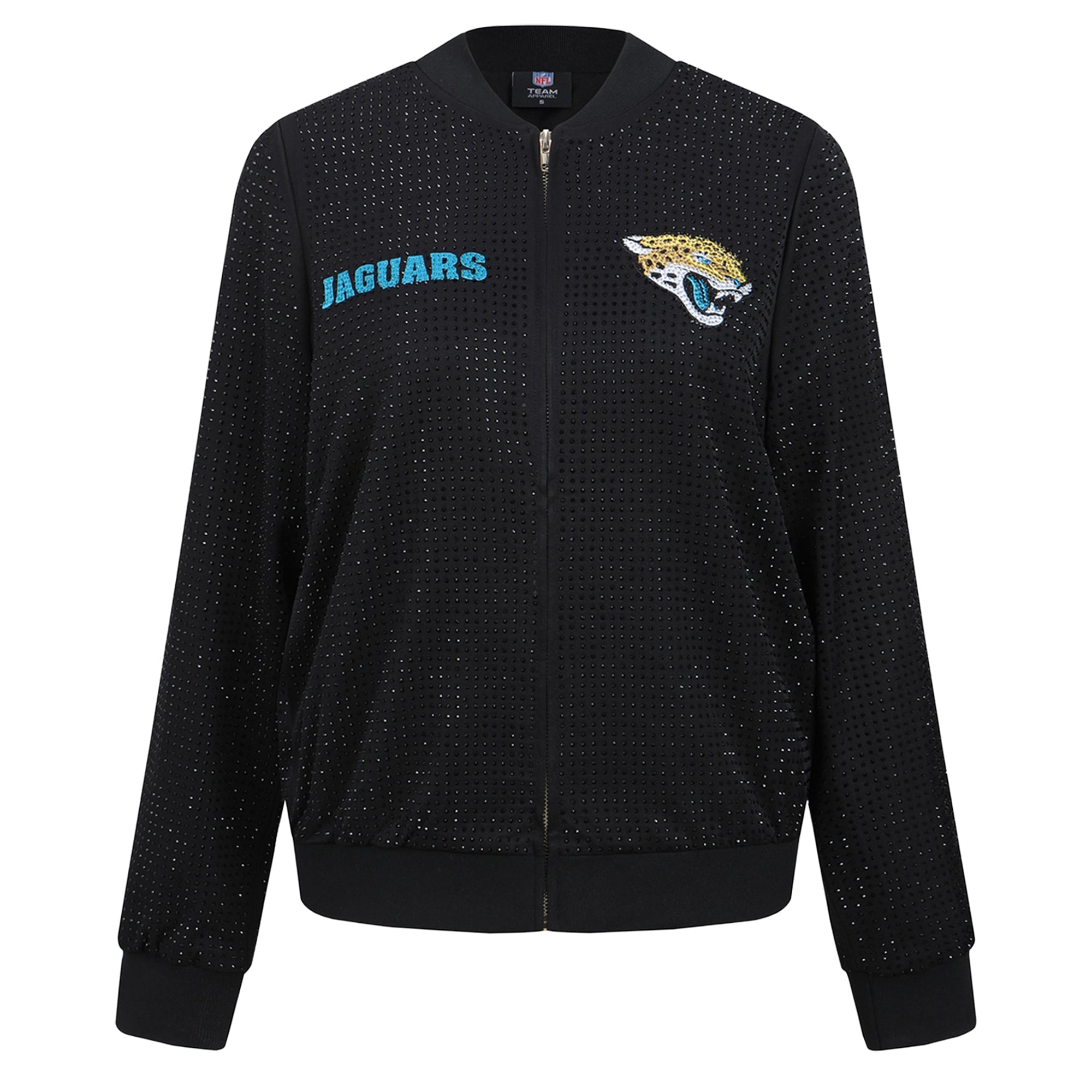 Veste bomber zippée intégrale FABGATING by Cuce noire Jacksonville Jaguars Crystal pour femme