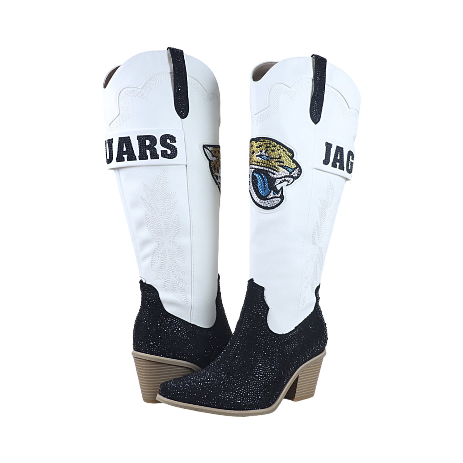 Bottes de cowboy FABGATING pour femmes par Cuce White Jacksonville Jaguars Crystal