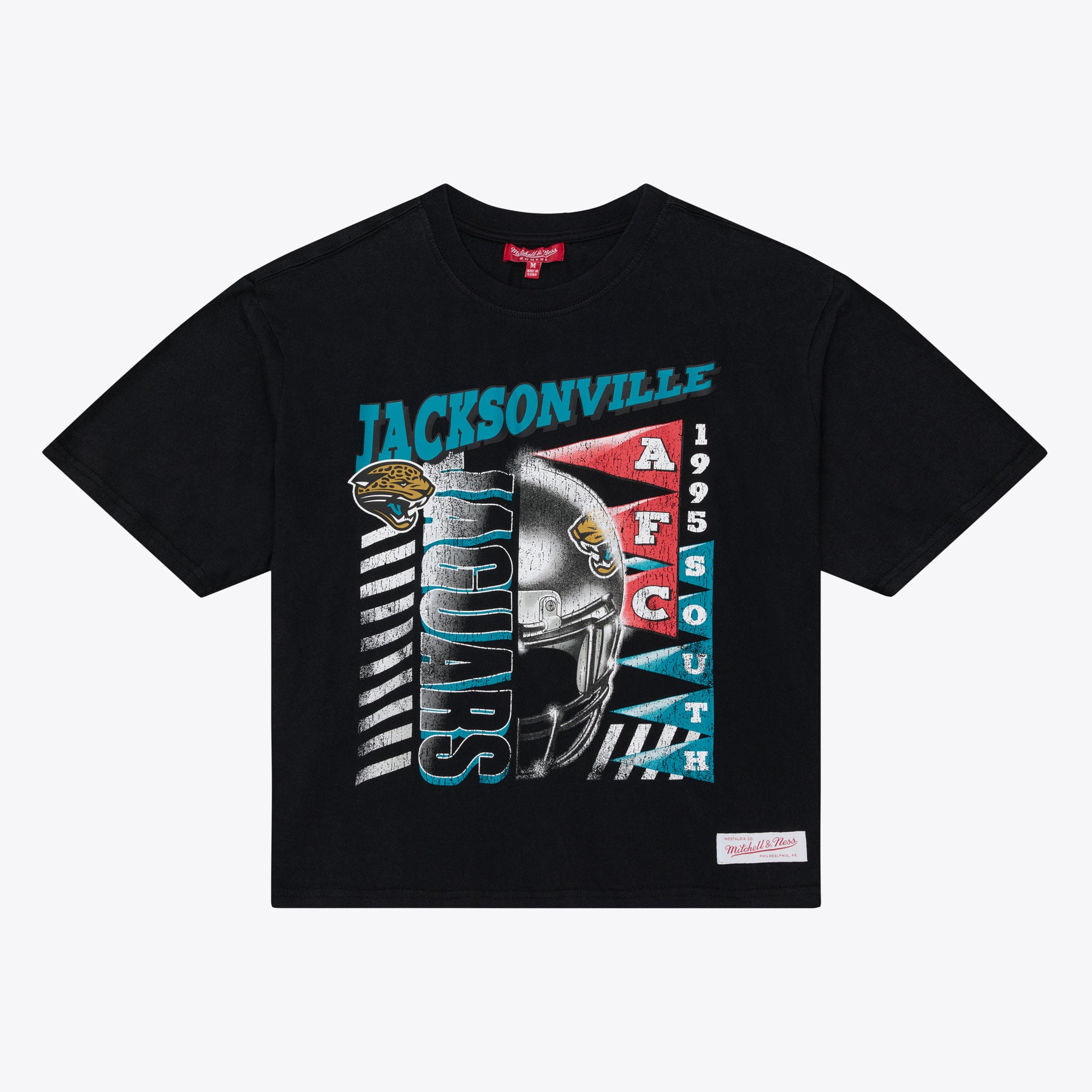 Women's Mitchell & Ness  Black Jacksonville Jaguars Street Graphic Boxy Cropped T-Shirt