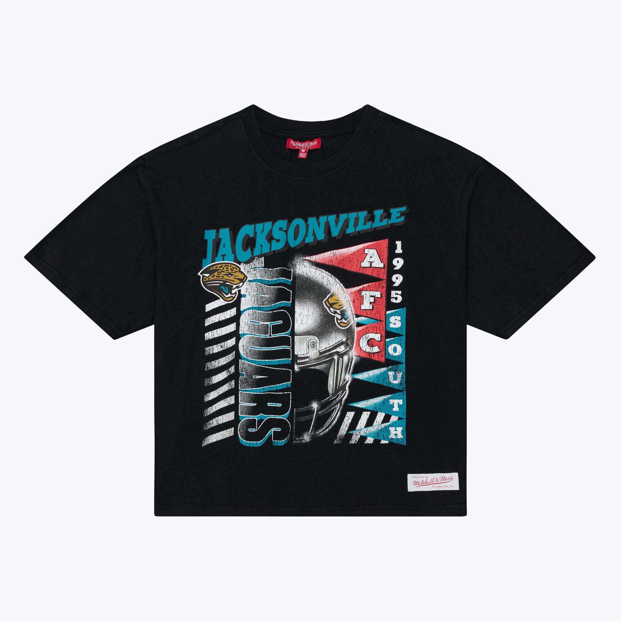 Women's Mitchell & Ness Black Jacksonville Jaguars Street Graphic Boxy Cropped T-Shirt