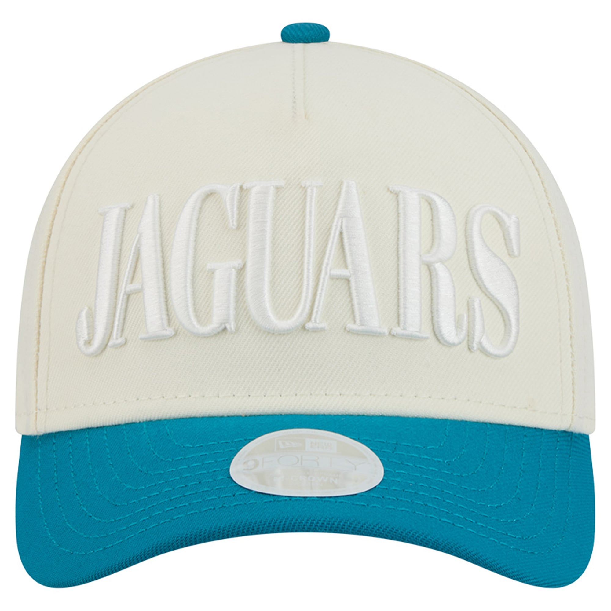Women's New Era Cream/Teal Jacksonville Jaguars Tonal A-Frame 9FORTY Adjustable Hat