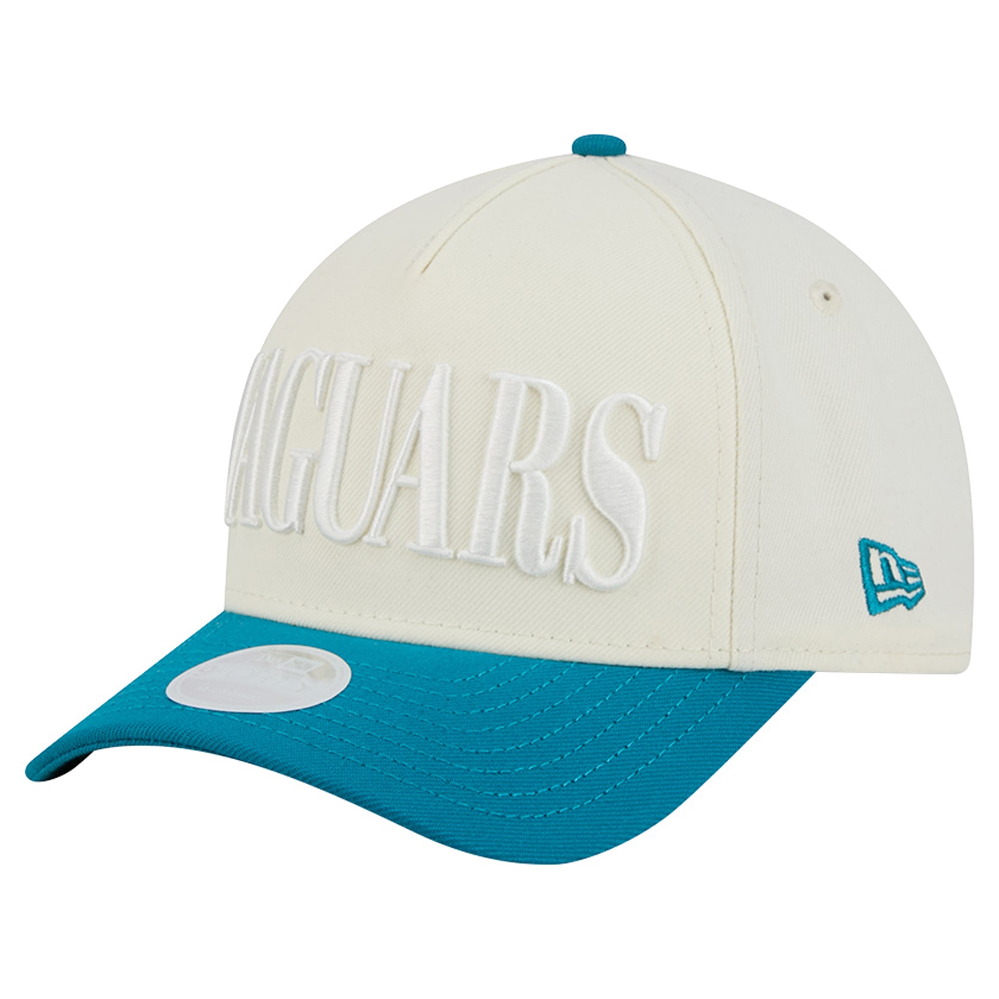 Women's New Era Cream/Teal Jacksonville Jaguars Tonal A-Frame 9FORTY Adjustable Hat