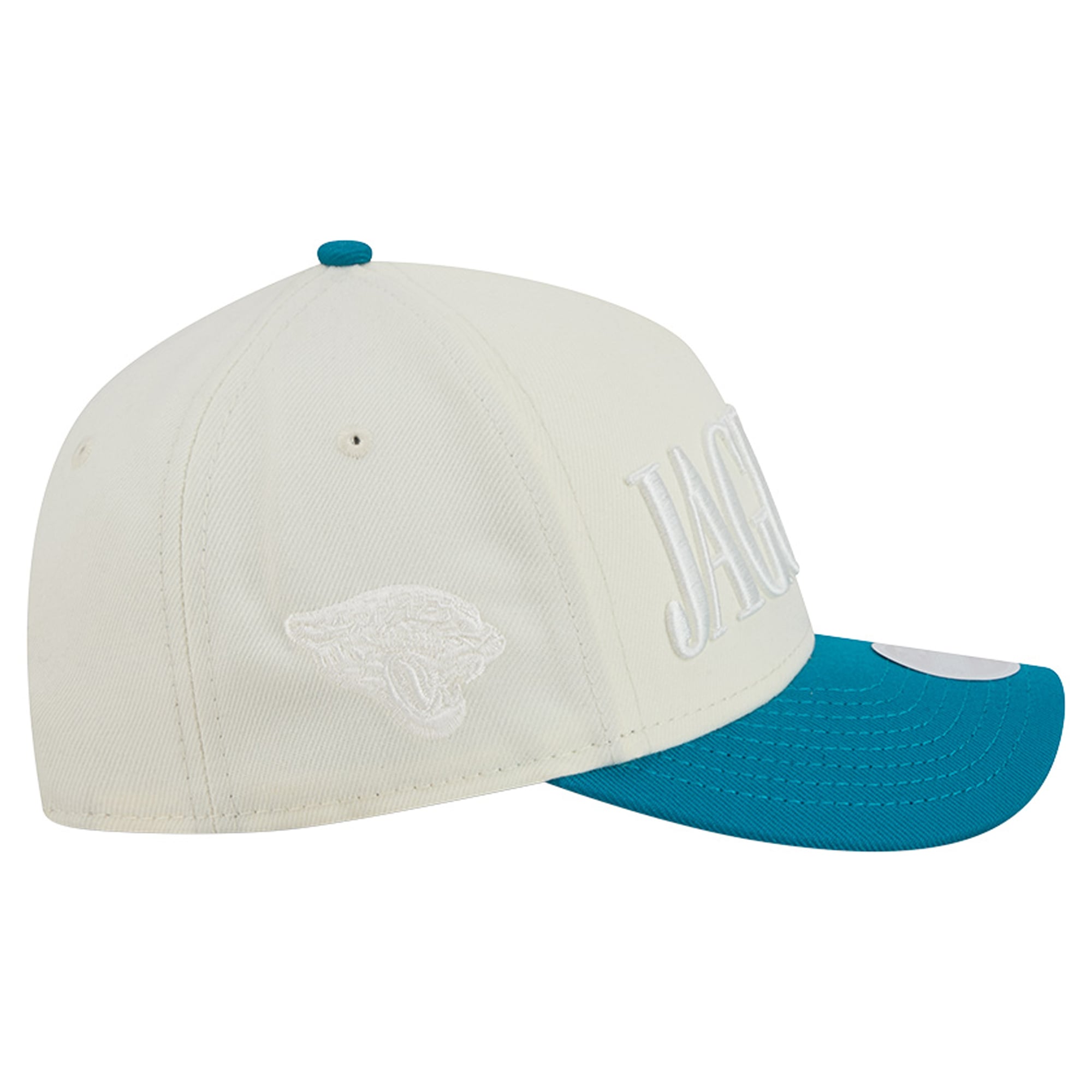 Women's New Era Cream/Teal Jacksonville Jaguars Tonal A-Frame 9FORTY Adjustable Hat
