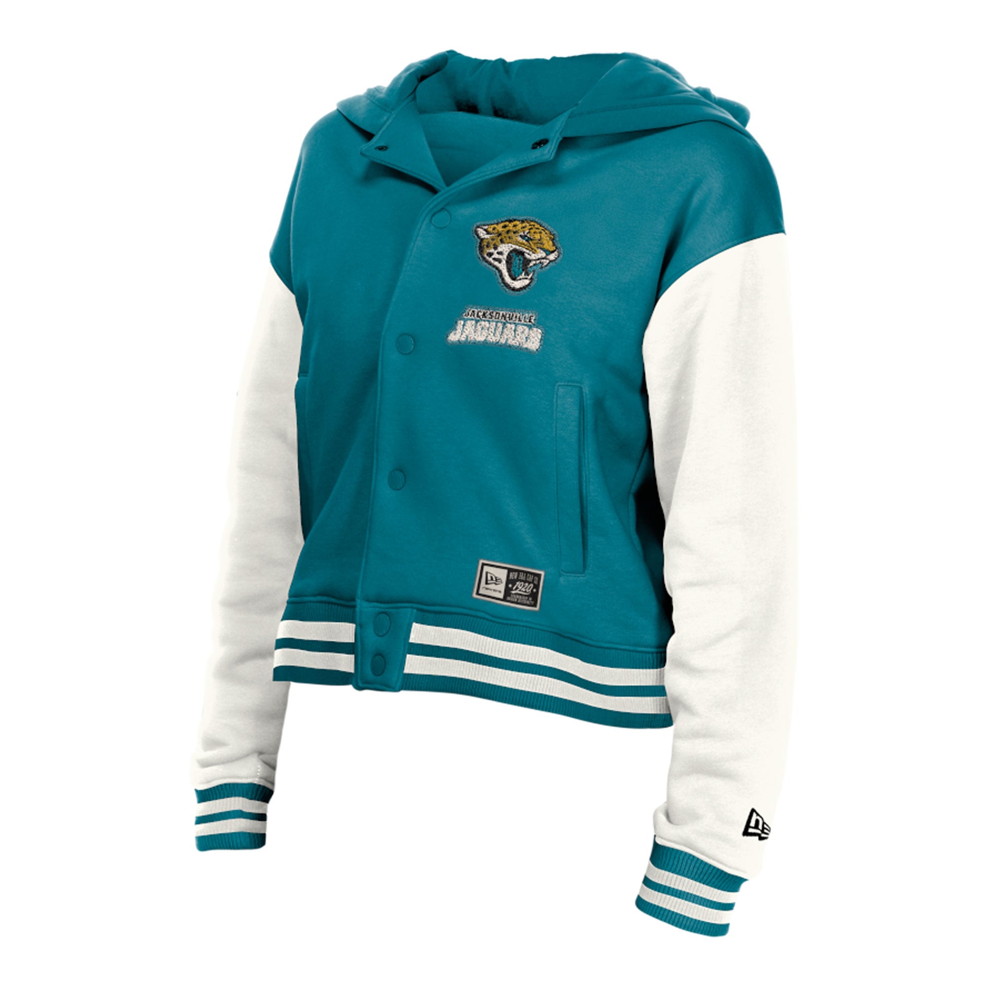 Women's New Era Jacksonville Jaguars Teal Throwback Full-Snap Hooded Jacket