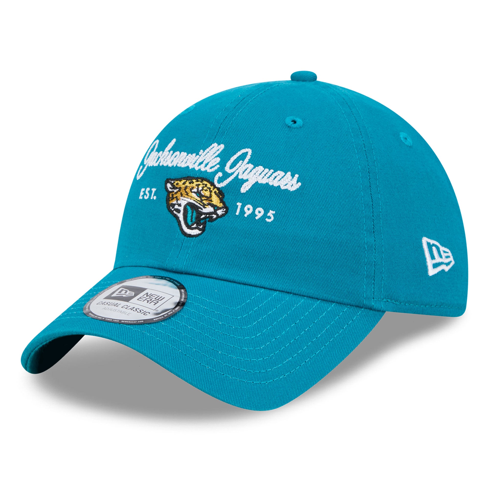 Casquette New Era pour femme, couleur turquoise, logo Jacksonville Jaguars, style classique décontracté et ajustable