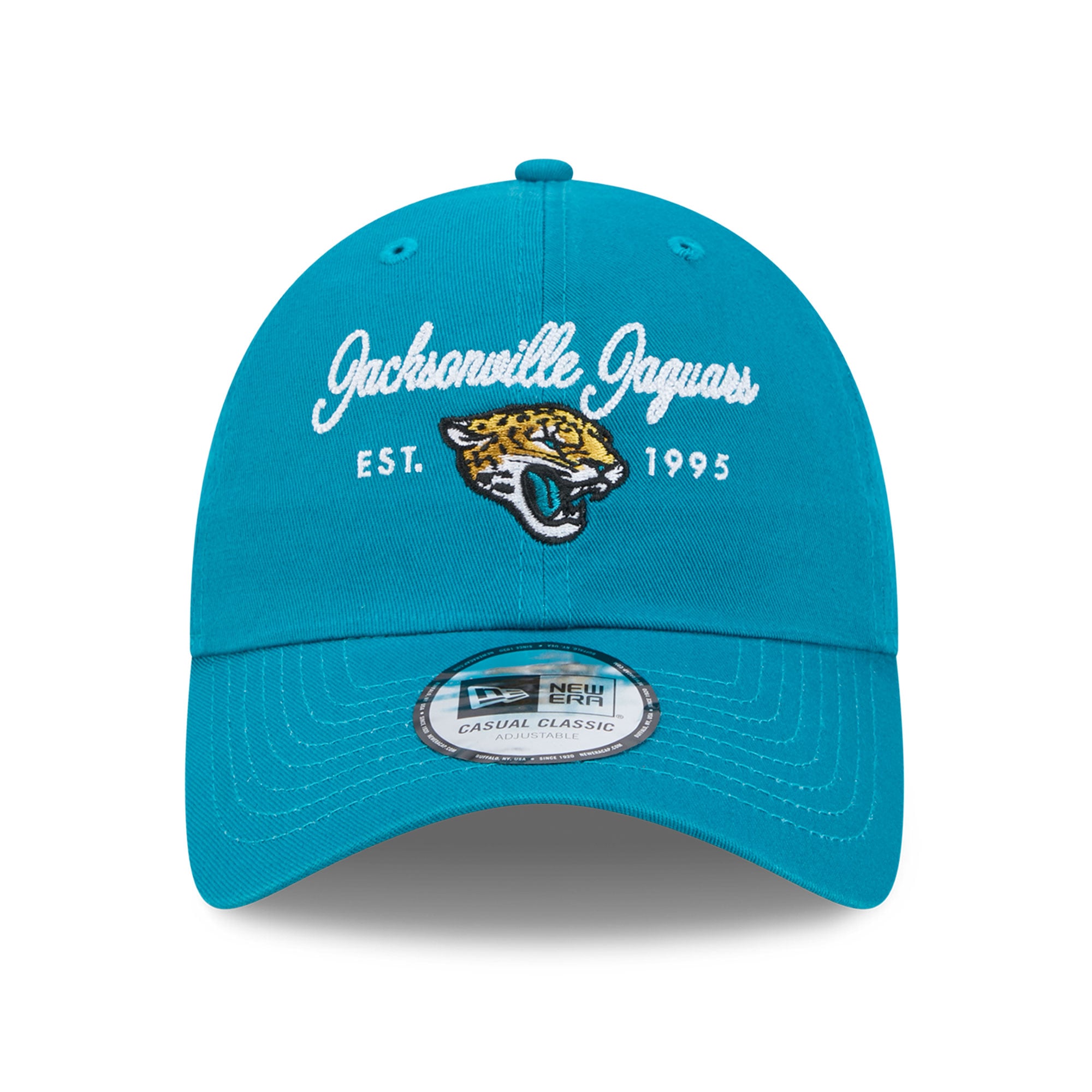 Casquette New Era pour femme, couleur turquoise, logo Jacksonville Jaguars, style classique décontracté et ajustable