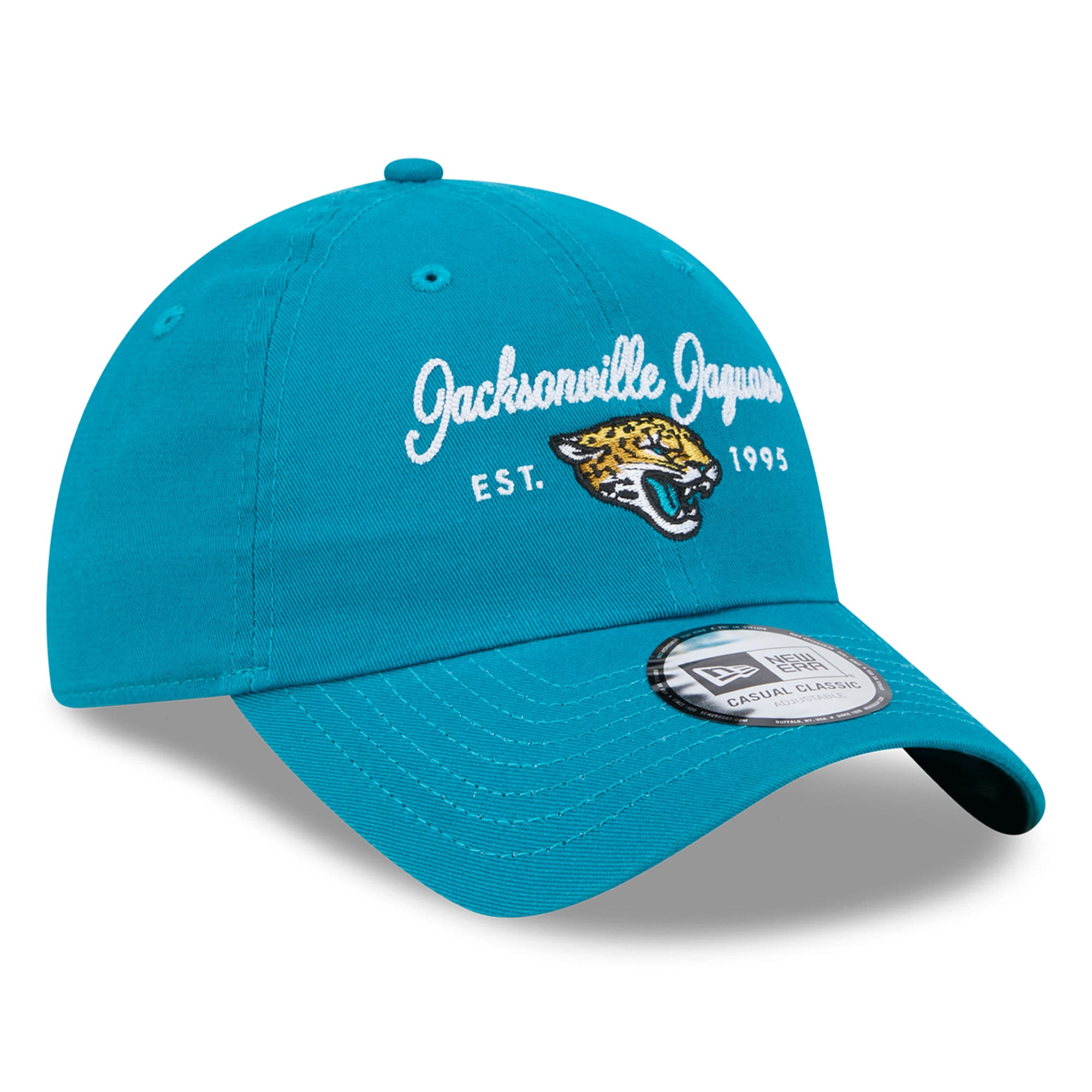 Casquette New Era pour femme, couleur turquoise, logo Jacksonville Jaguars, style classique décontracté et ajustable