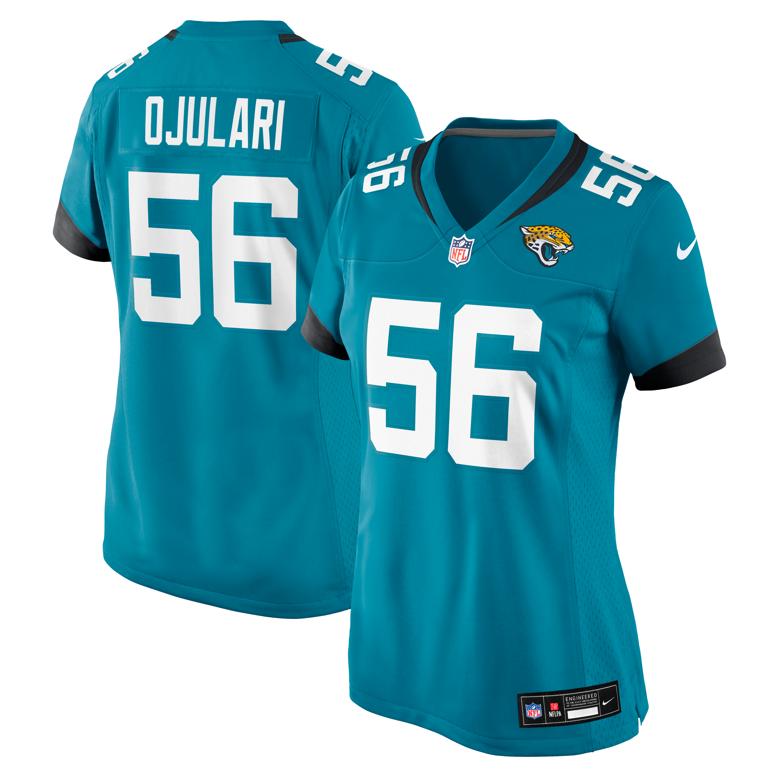Maillot de match Nike BJ Ojulari turquoise des Jaguars Jacksonville pour femmes