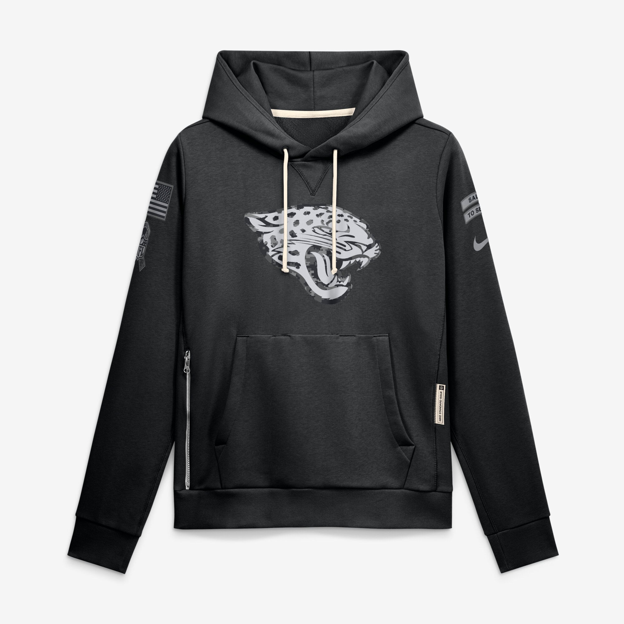 Sweat à capuche Nike noir pour femme, Jacksonville Jaguars 2026 Salute to Service Sideline Dri-FIT
