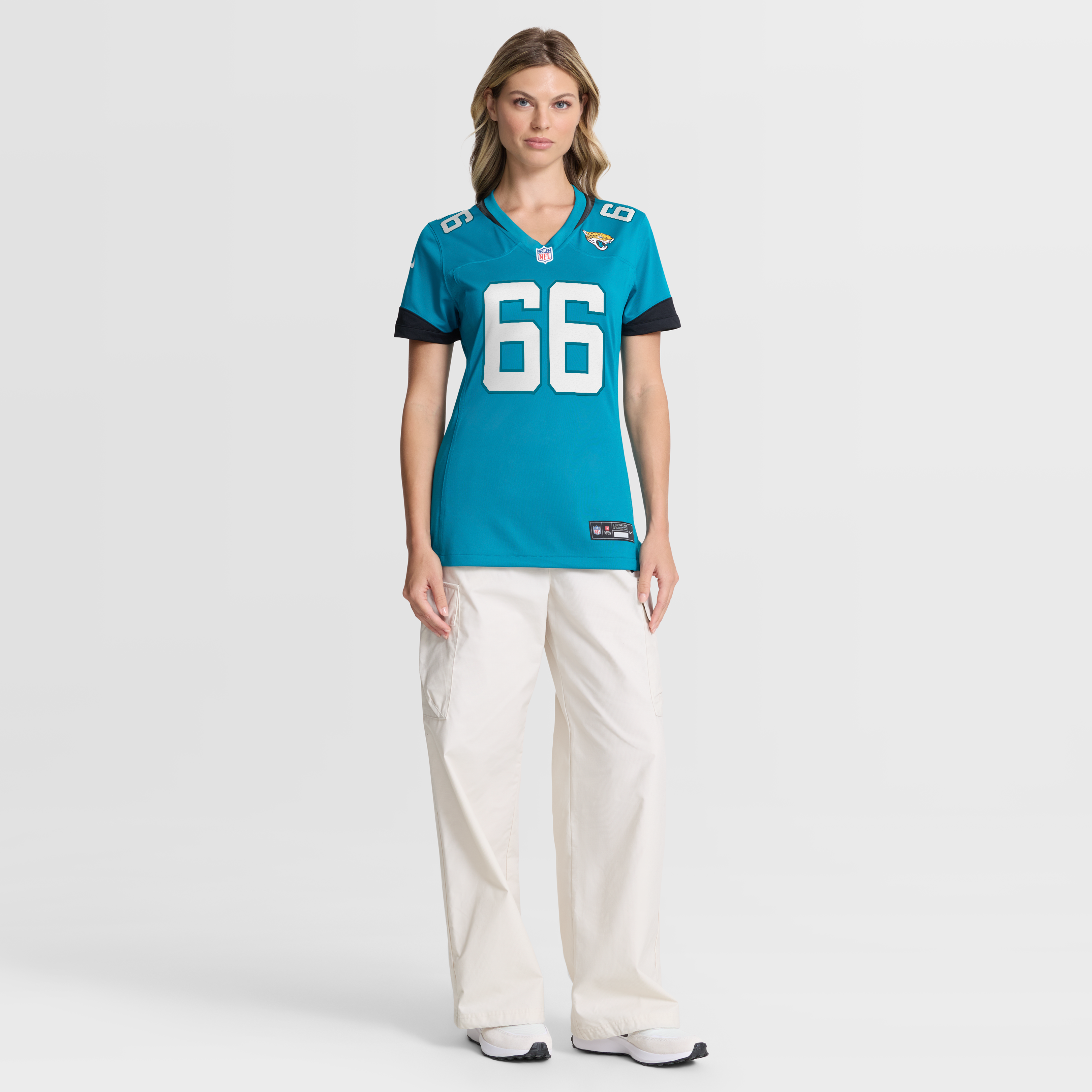 Maillot de match Nike Eli Cox turquoise des Jaguars Jacksonville pour femmes