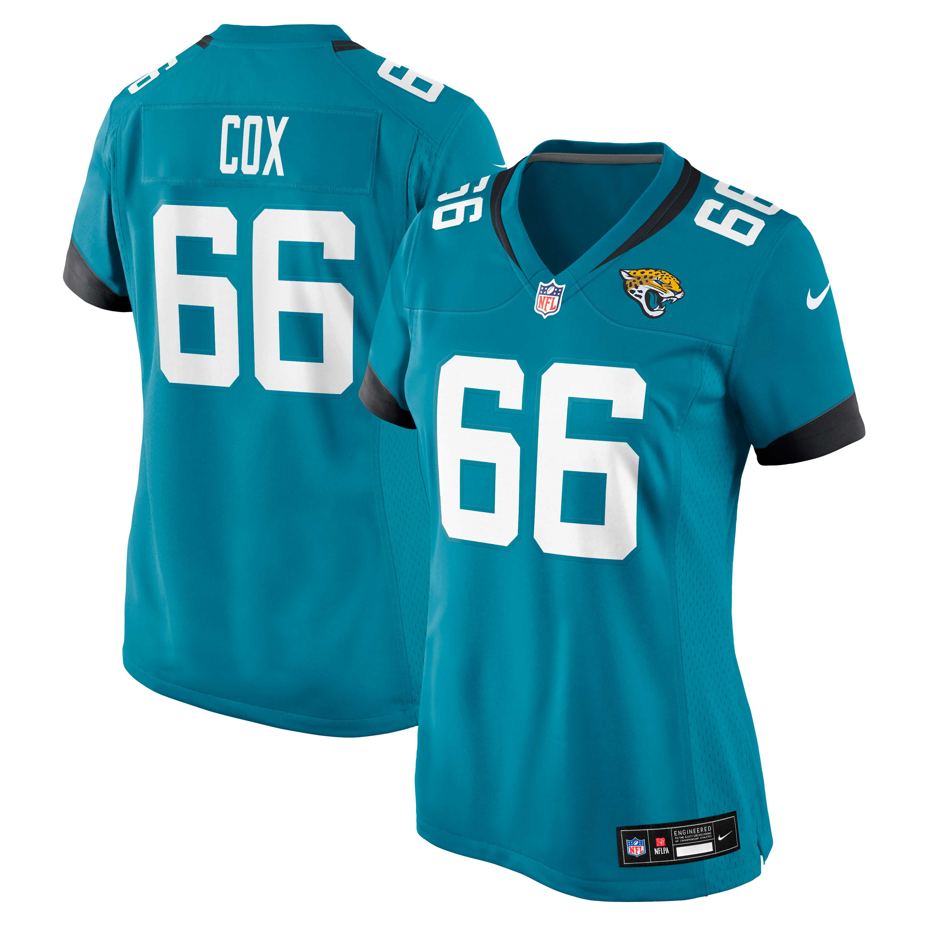 Maillot de match Nike Eli Cox turquoise des Jaguars Jacksonville pour femmes