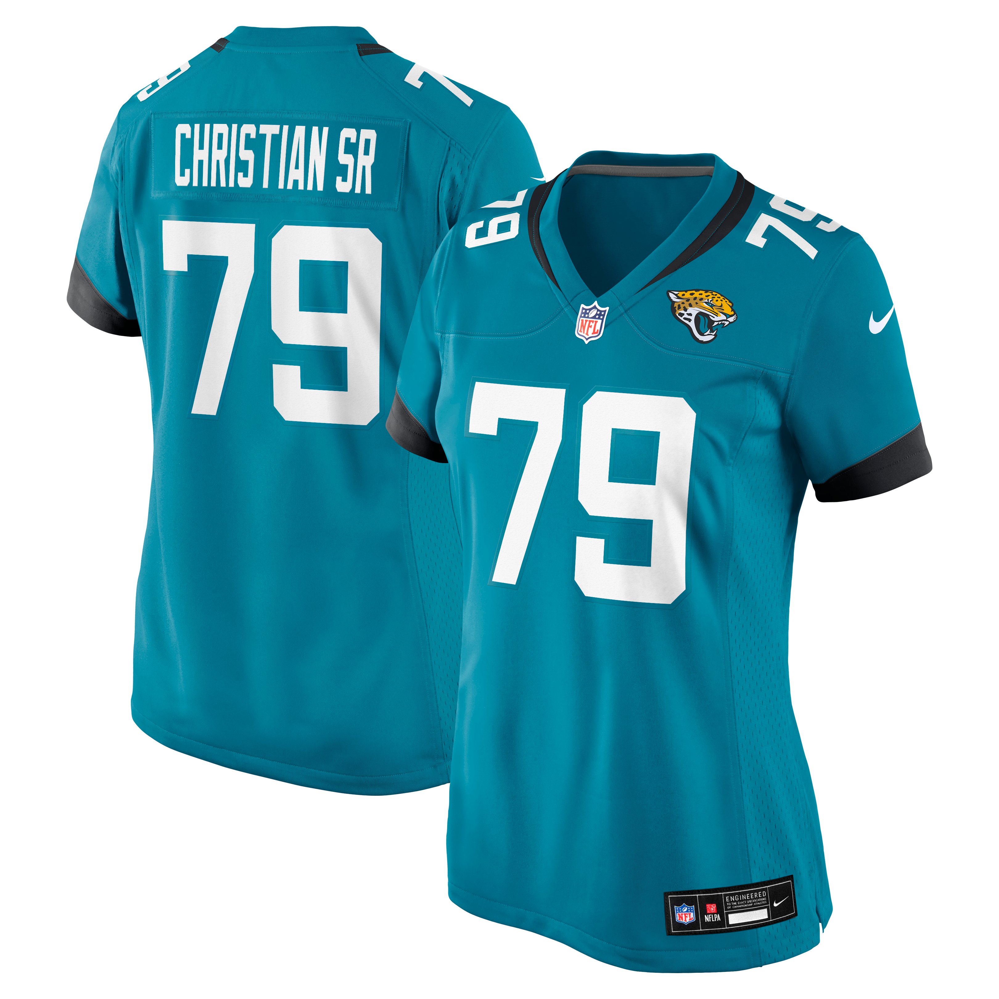Maillot de match Nike Geron Christian Sr. bleu sarcelle des Jaguars Jacksonville pour femmes