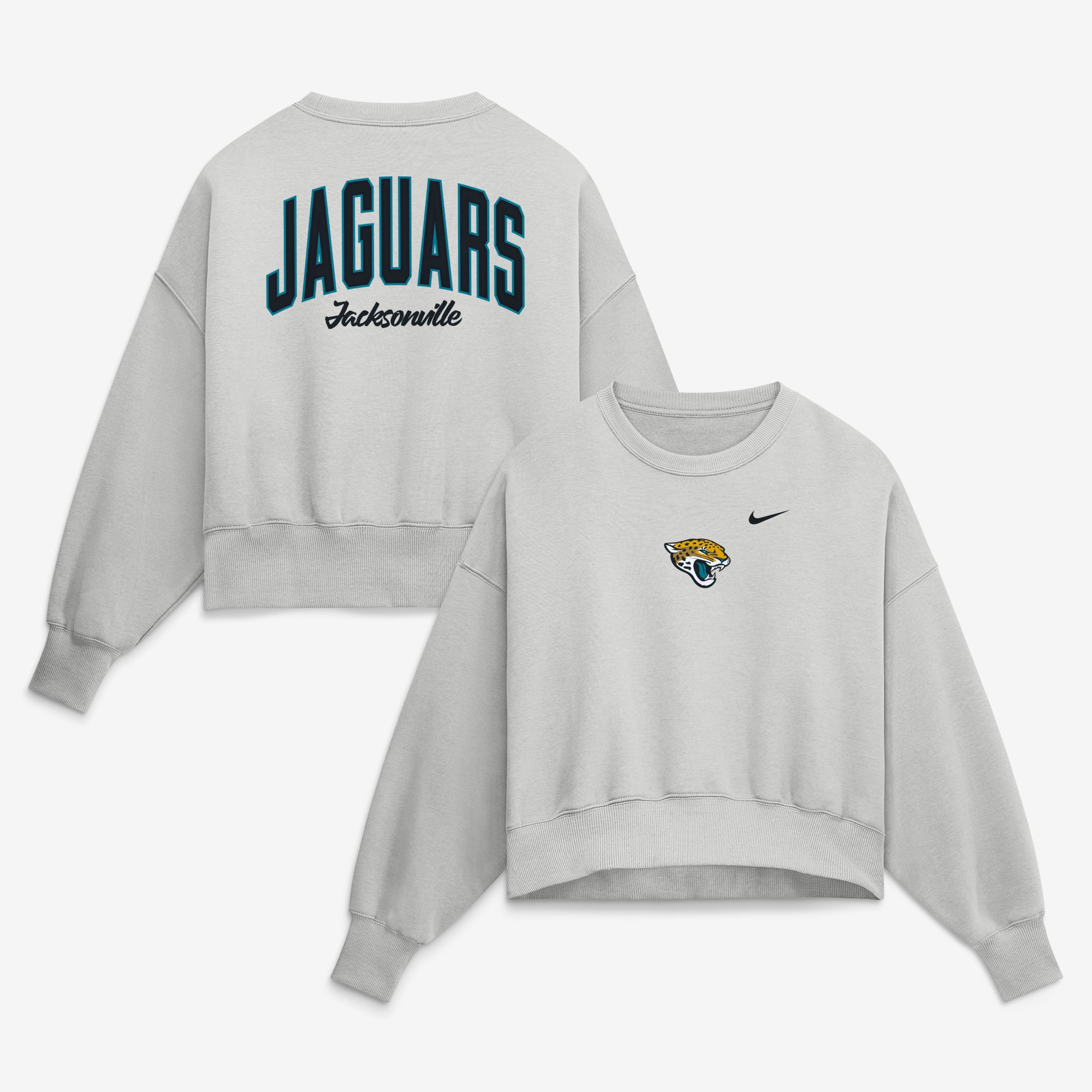 Sweat-shirt polaire surdimensionné Nike Primetime Phoenix gris pour femme, des Jaguars de Jacksonville