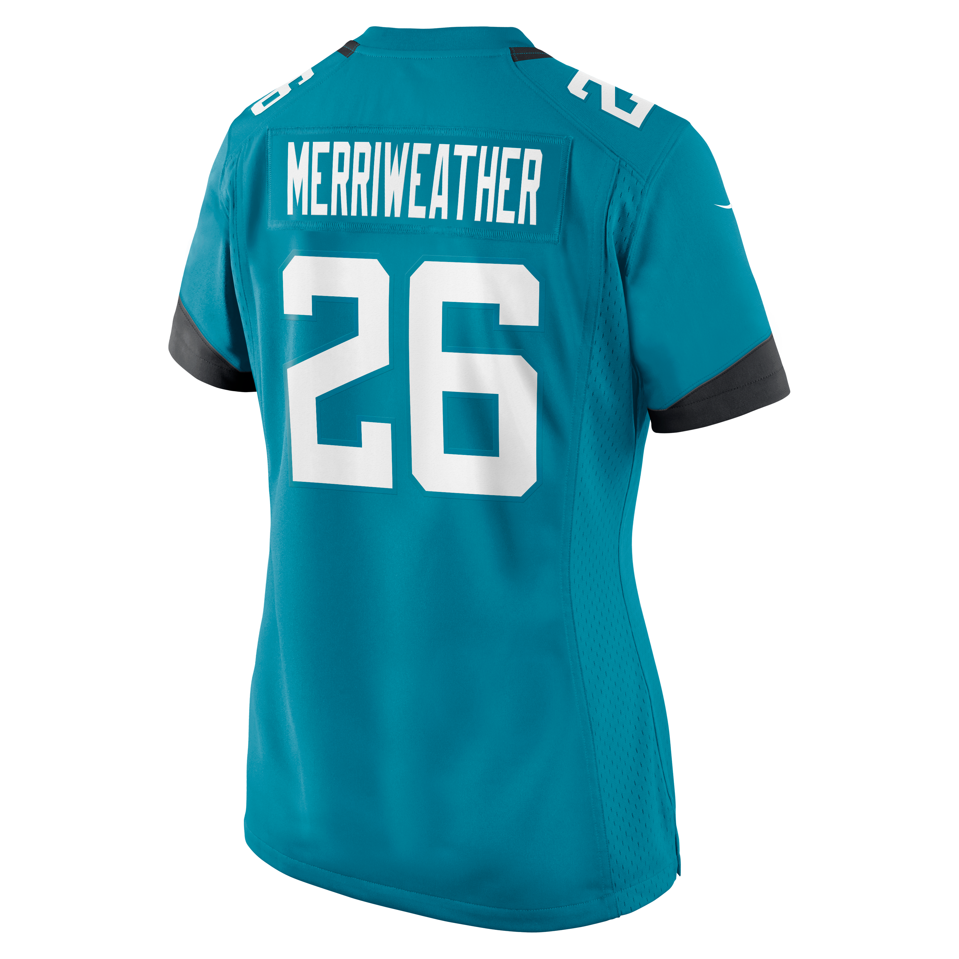 Maillot de match Nike Kaevon Merriweather Teal des Jaguars Jacksonville pour femmes