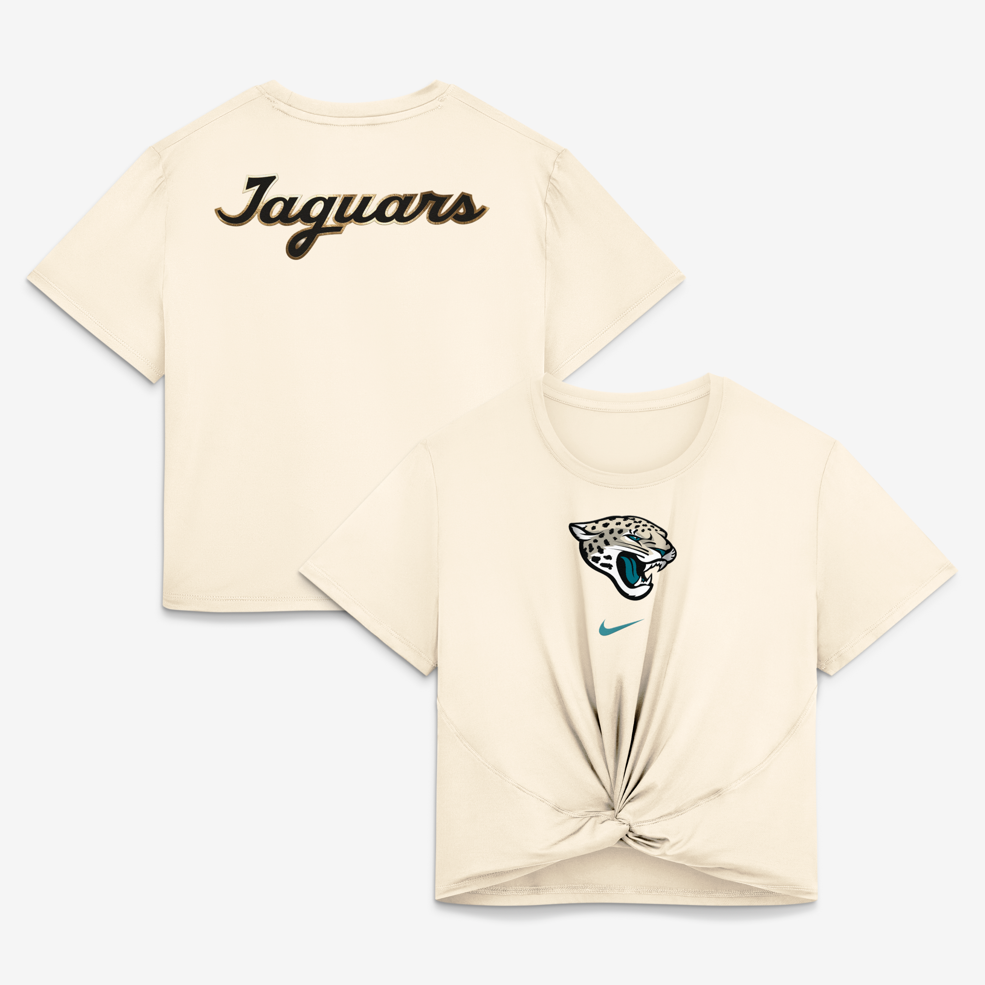 Women's Nike  Natural Jacksonville Jaguars 2026 Rivalries Collection Classic Twist Cropped T-Shirt