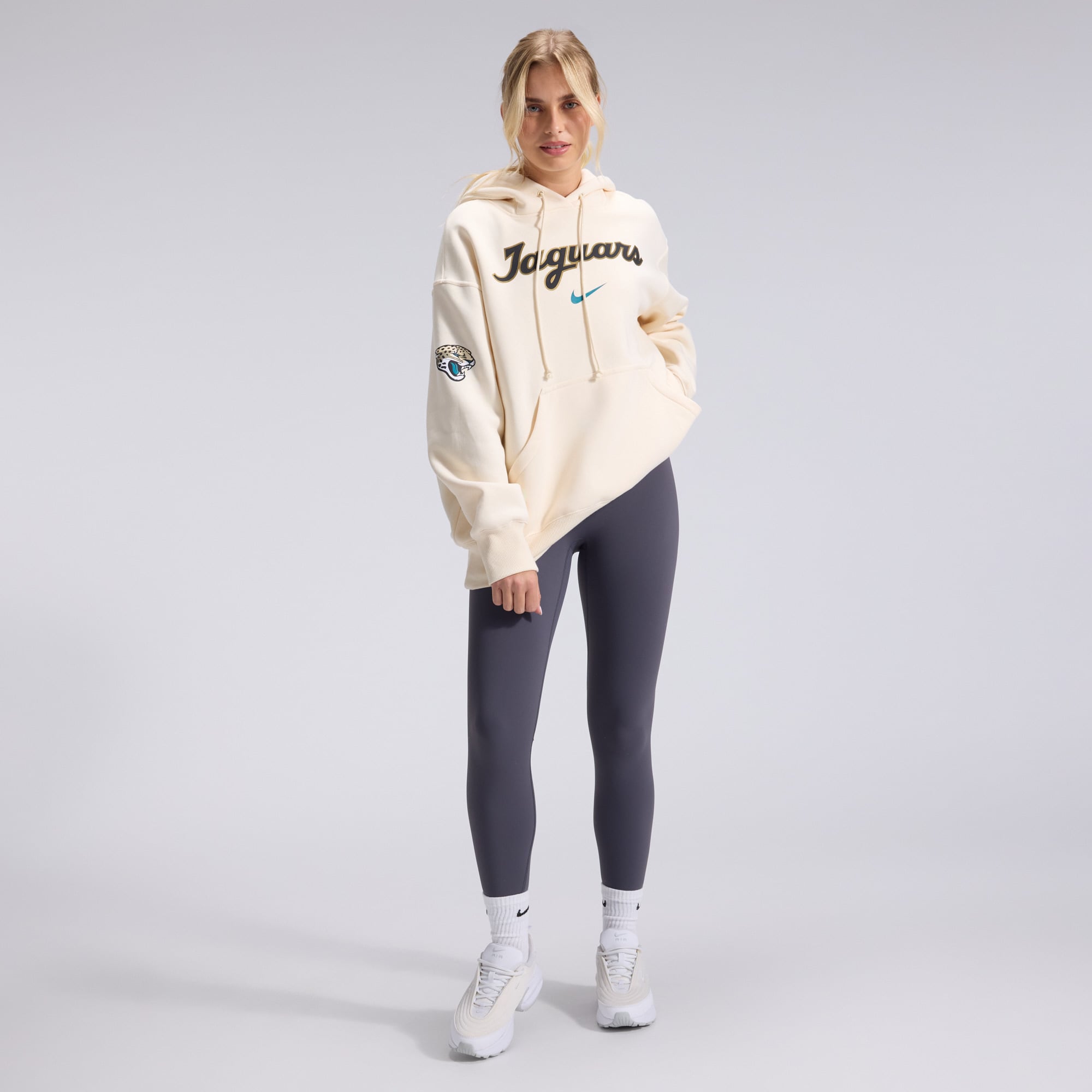 Women's Nike  Natural Jacksonville Jaguars 2026 Rivalries Collection Oversized Pullover Hoodie