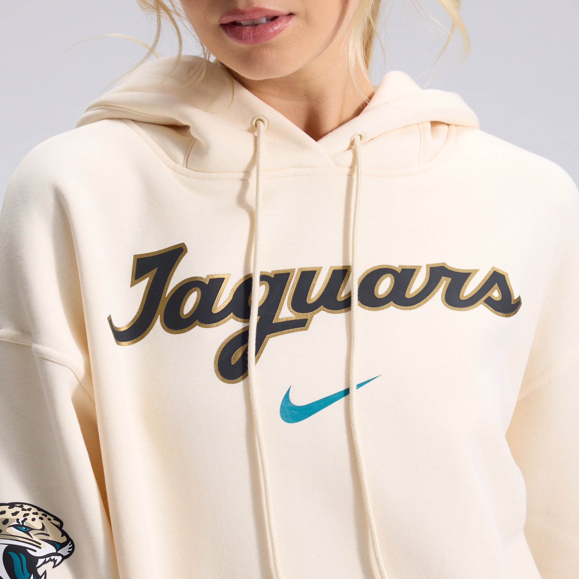 Women's Nike  Natural Jacksonville Jaguars 2026 Rivalries Collection Oversized Pullover Hoodie