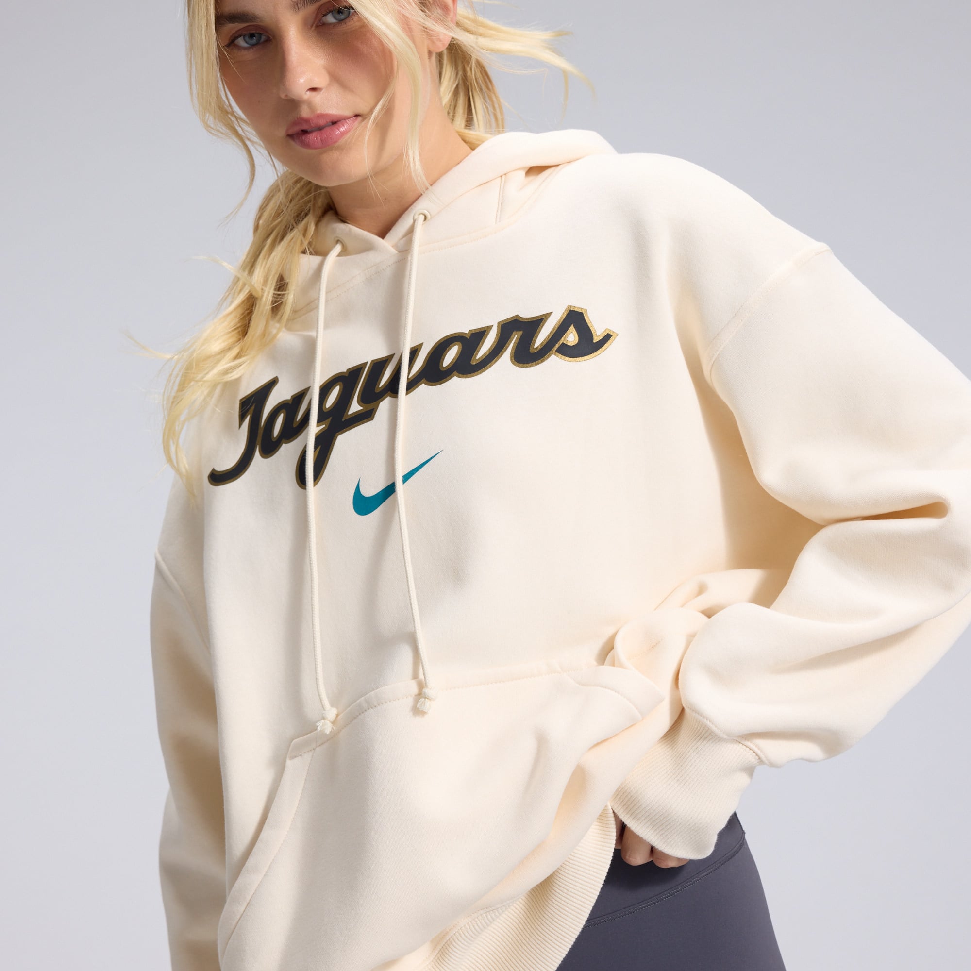 Women's Nike  Natural Jacksonville Jaguars 2026 Rivalries Collection Oversized Pullover Hoodie