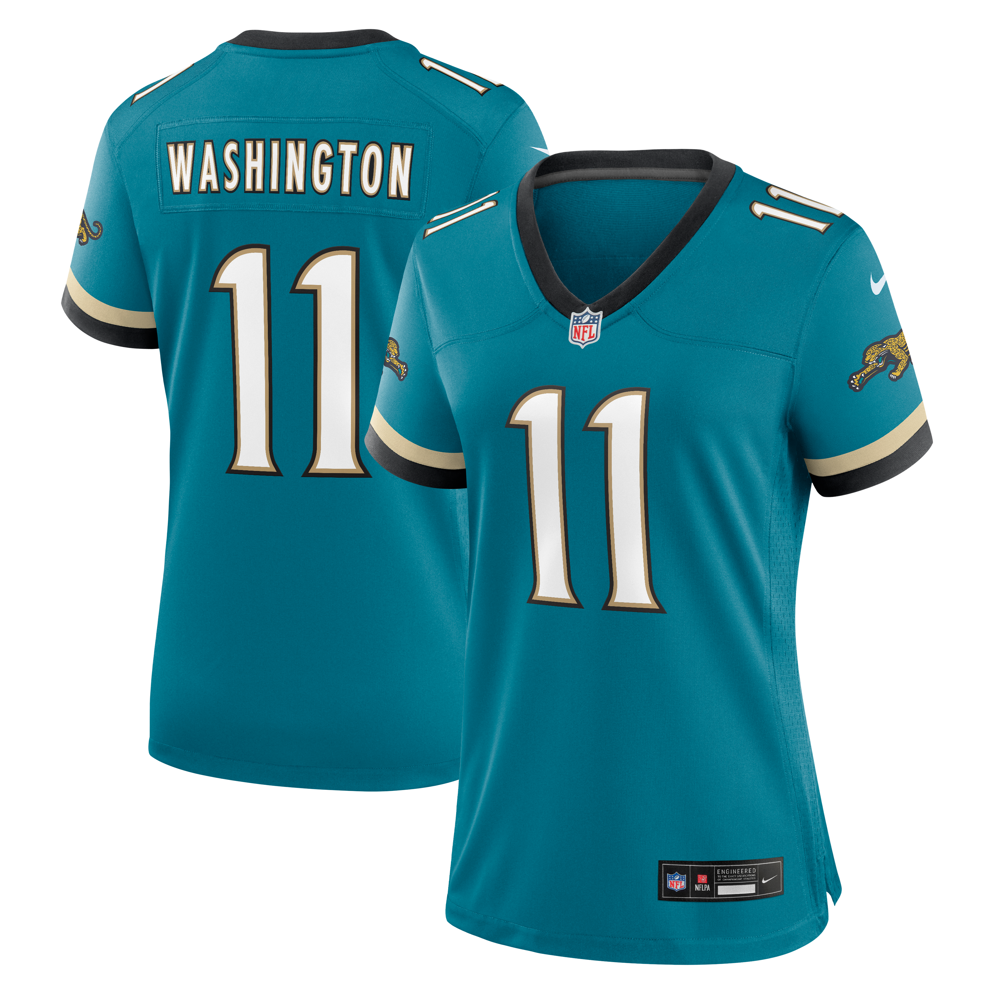 Maillot de match rétro alternatif Nike Parker Washington Teal des Jaguars Jacksonville pour femmes