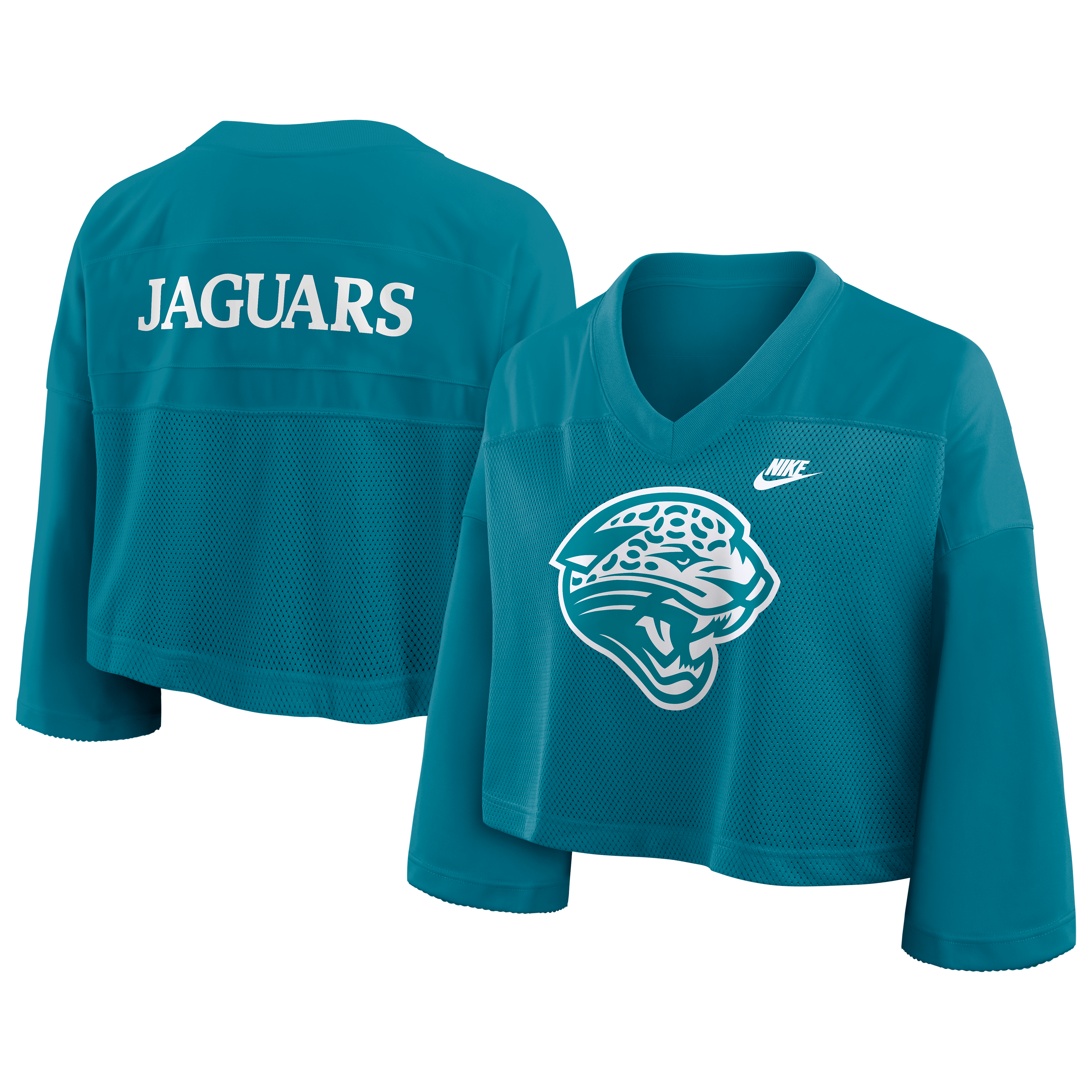 Women's Nike Teal Jacksonville Jaguars Rewind Cropped Mesh Dri-FIT Fashion Jersey
