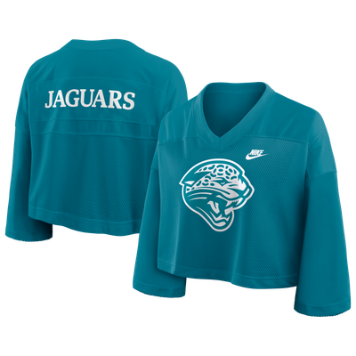 Jacksonville Jaguars Nike Women's Rewind Cropped Mesh Dri-FIT Fashion Jersey - Teal