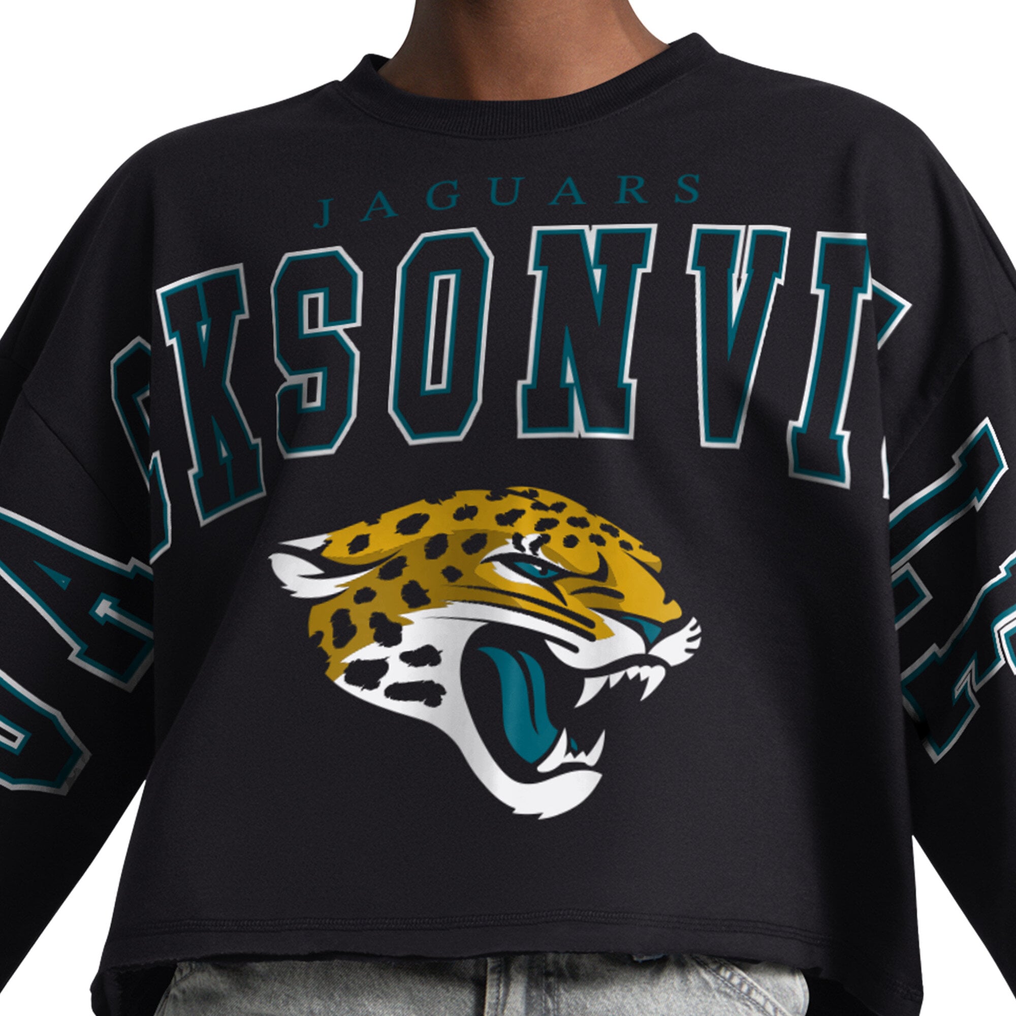 Sweat-shirt court Starter noir pour femmes, motif gradins des Jaguars de Jacksonville