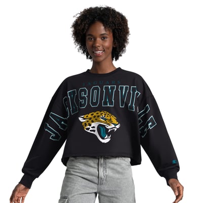 Jacksonville Jaguars Starter Women's Bleachers Cropped Sweatshirt - Black