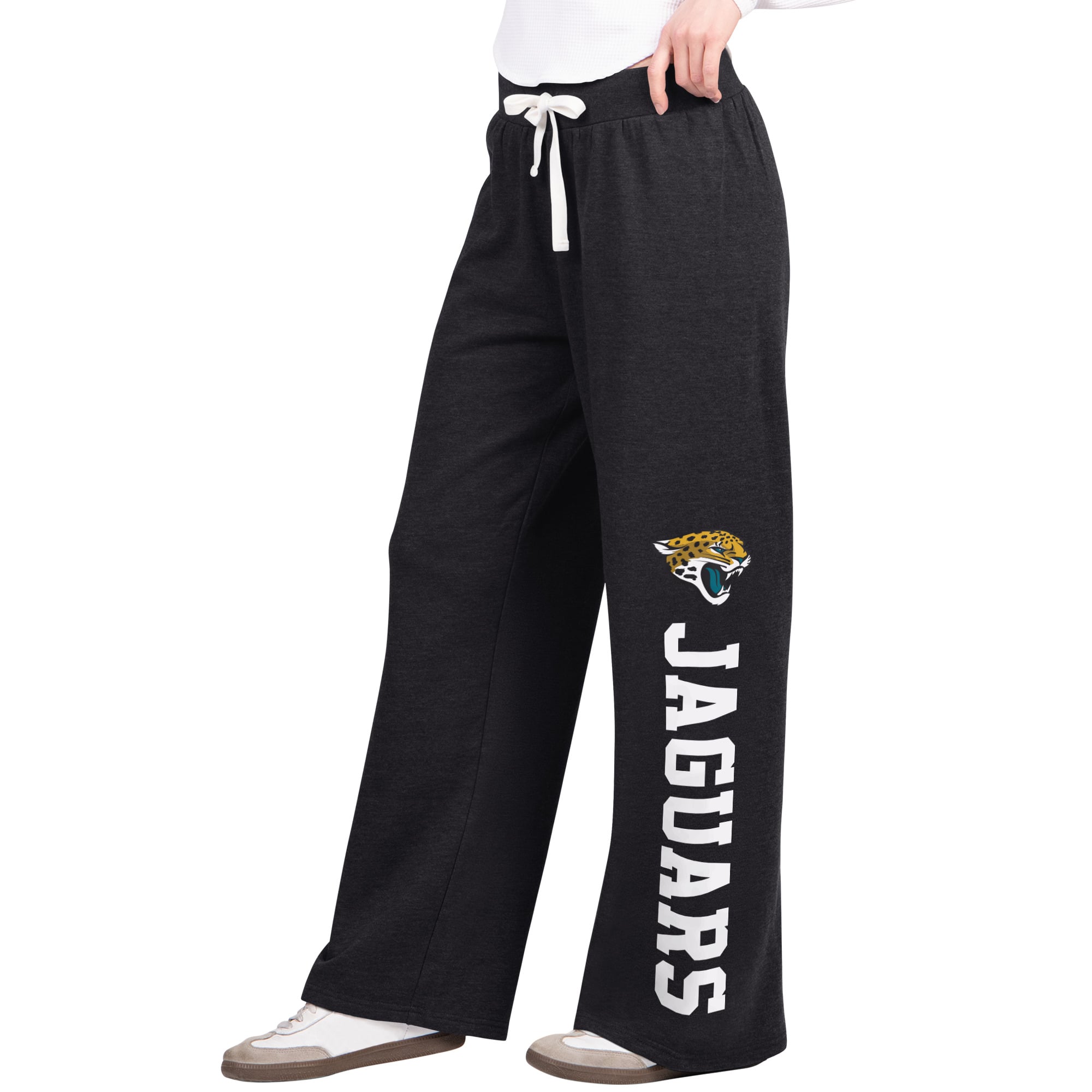 Pantalon de survêtement Starter noir pour femme, modèle Jacksonville Jaguars Field, jambes larges