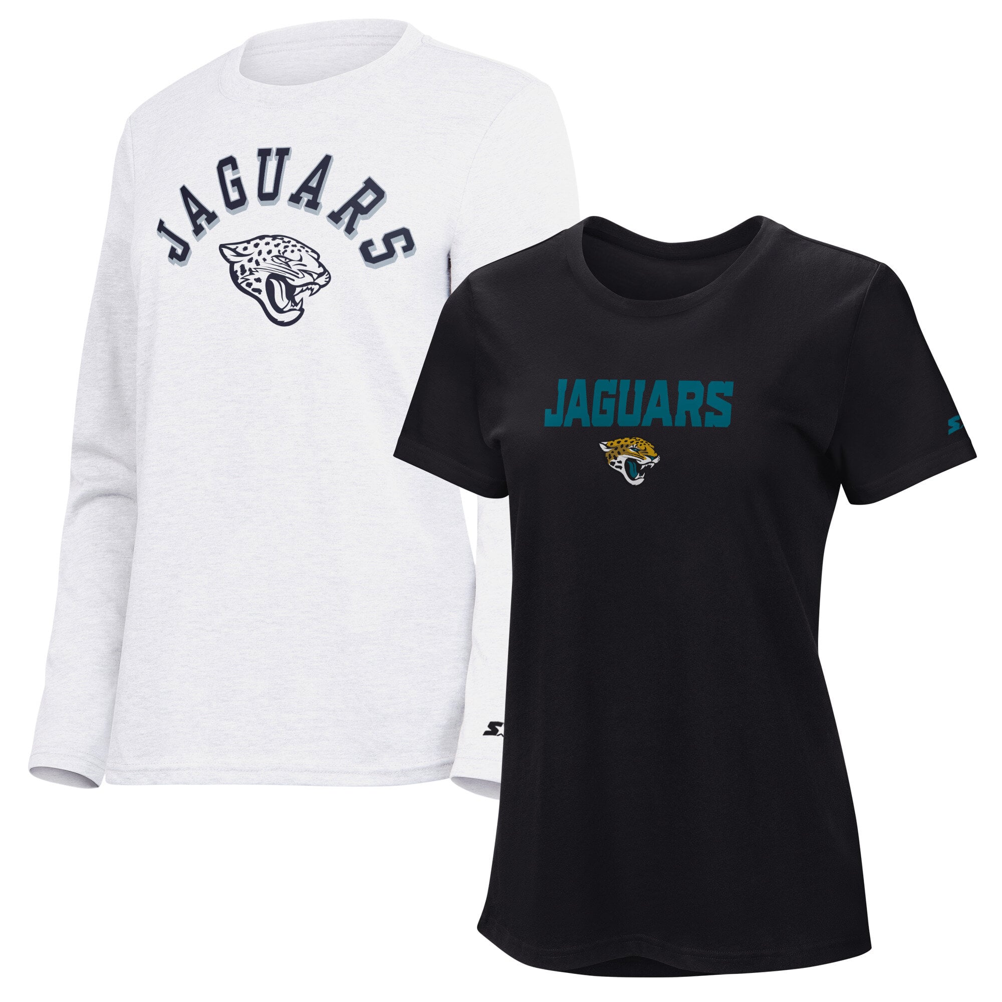 Women's Starter Black/Ash Jacksonville Jaguars Short Sleeve & Long T-Shirt Combo Pack