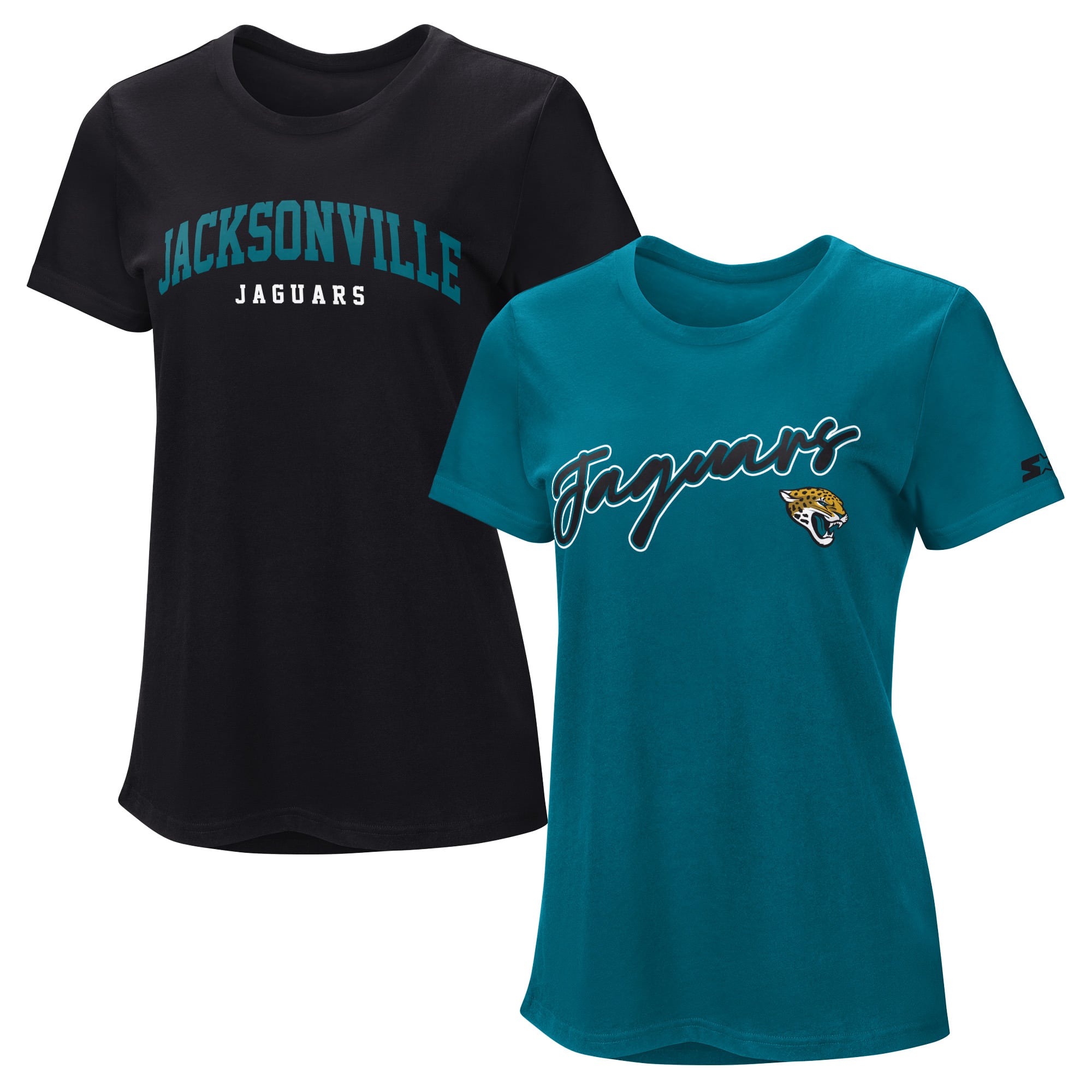 Lot de t-shirts Starter noirs et turquoise pour femmes, Jacksonville Jaguars