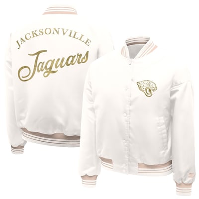  Jacksonville Jaguars Starter Women's Fashion Script Satin Varsity Jacket - Cream