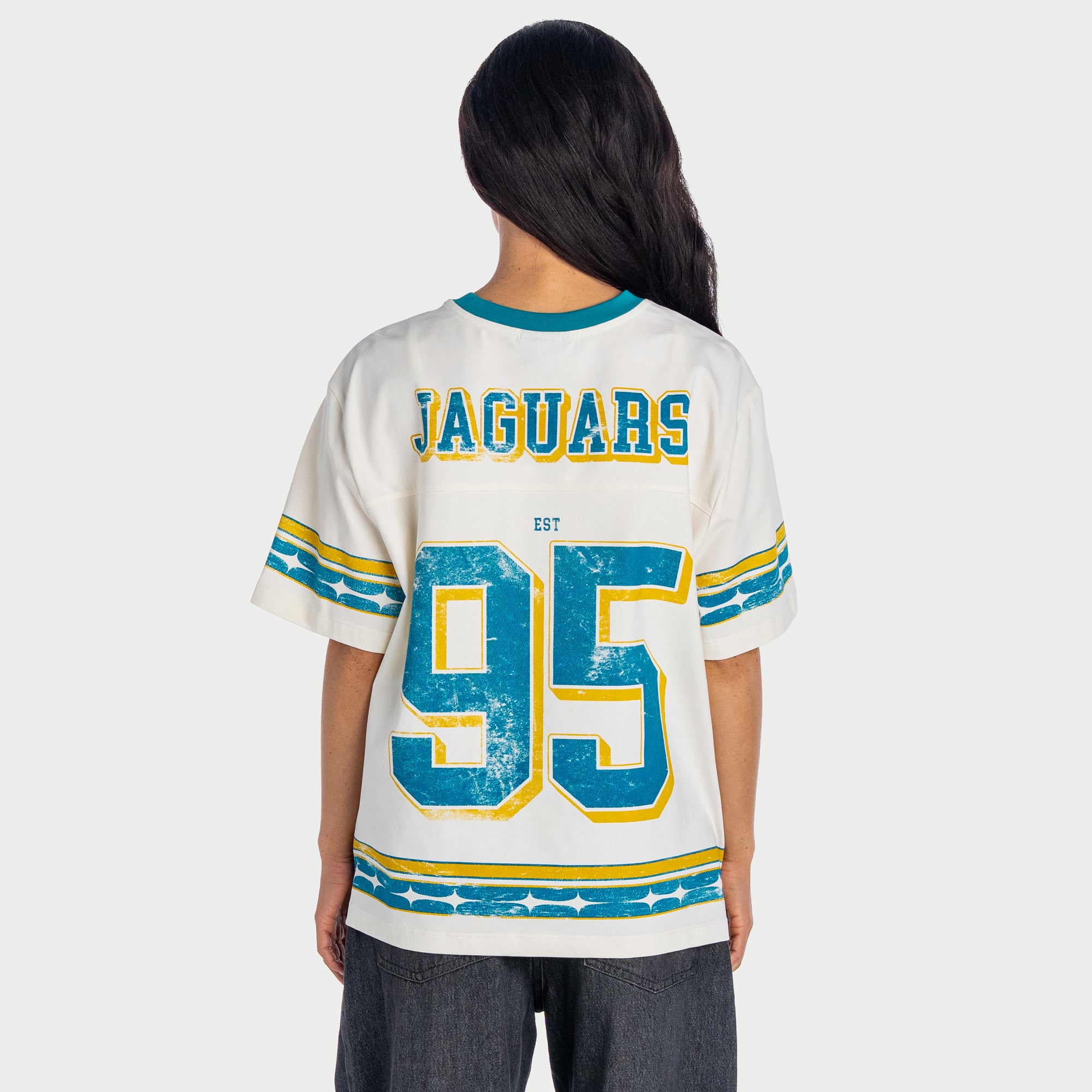 Women's The Wild Collective  Cream Jacksonville Jaguars Oversized Established Boyfriend T-Shirt