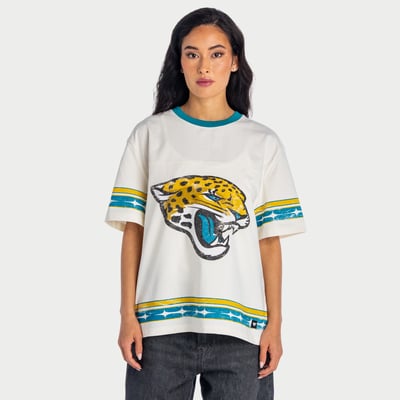  Jacksonville Jaguars The Wild Collective Women's Oversized Established Boyfriend T-Shirt - Cream