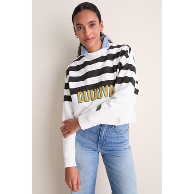Jacksonville Jaguars Tuckernuck Women's Stripe Sweatshirt - White/Black