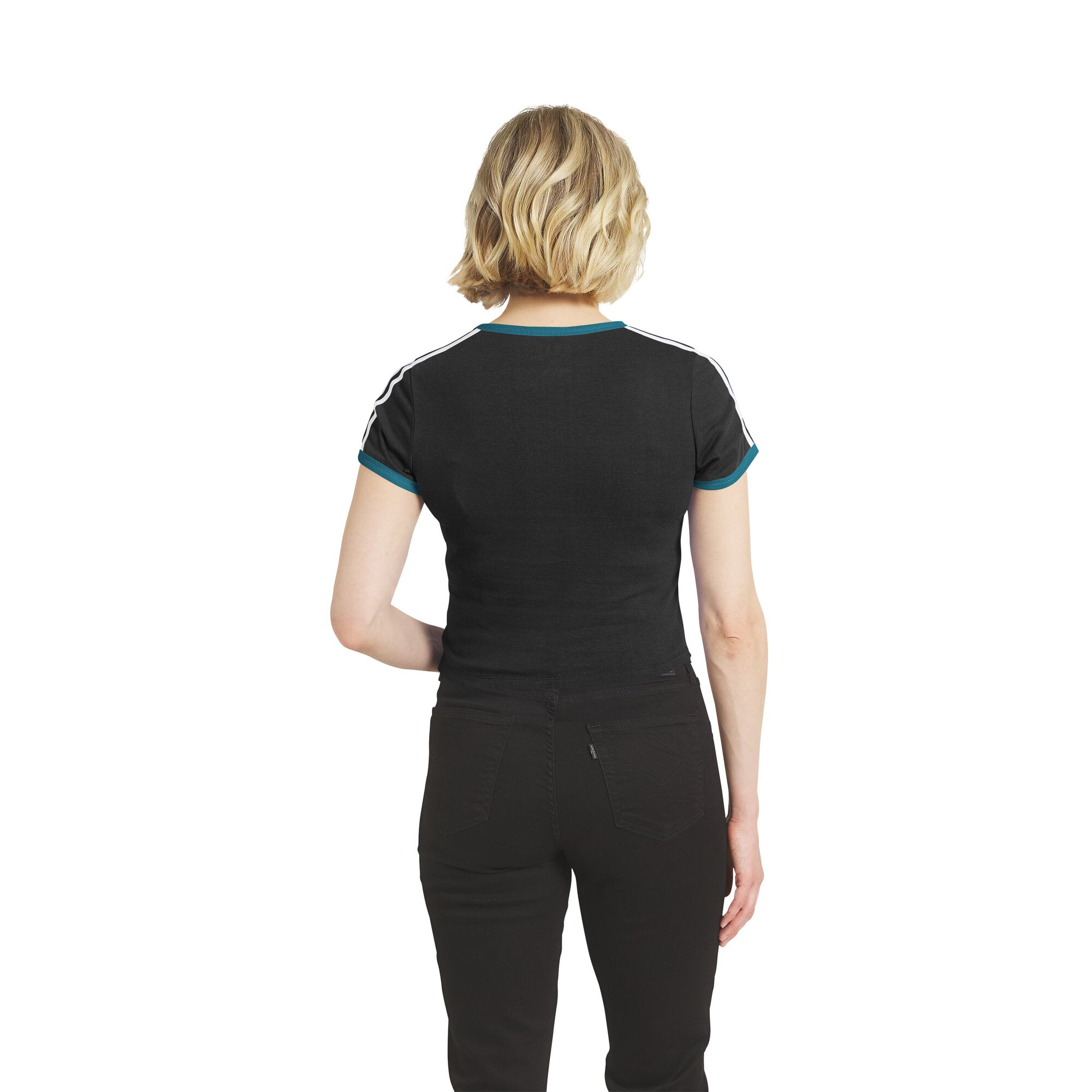 Women's WEAR by Erin Andrews Black Jacksonville Jaguars Cropped Throwback Ringer Baby T-Shirt