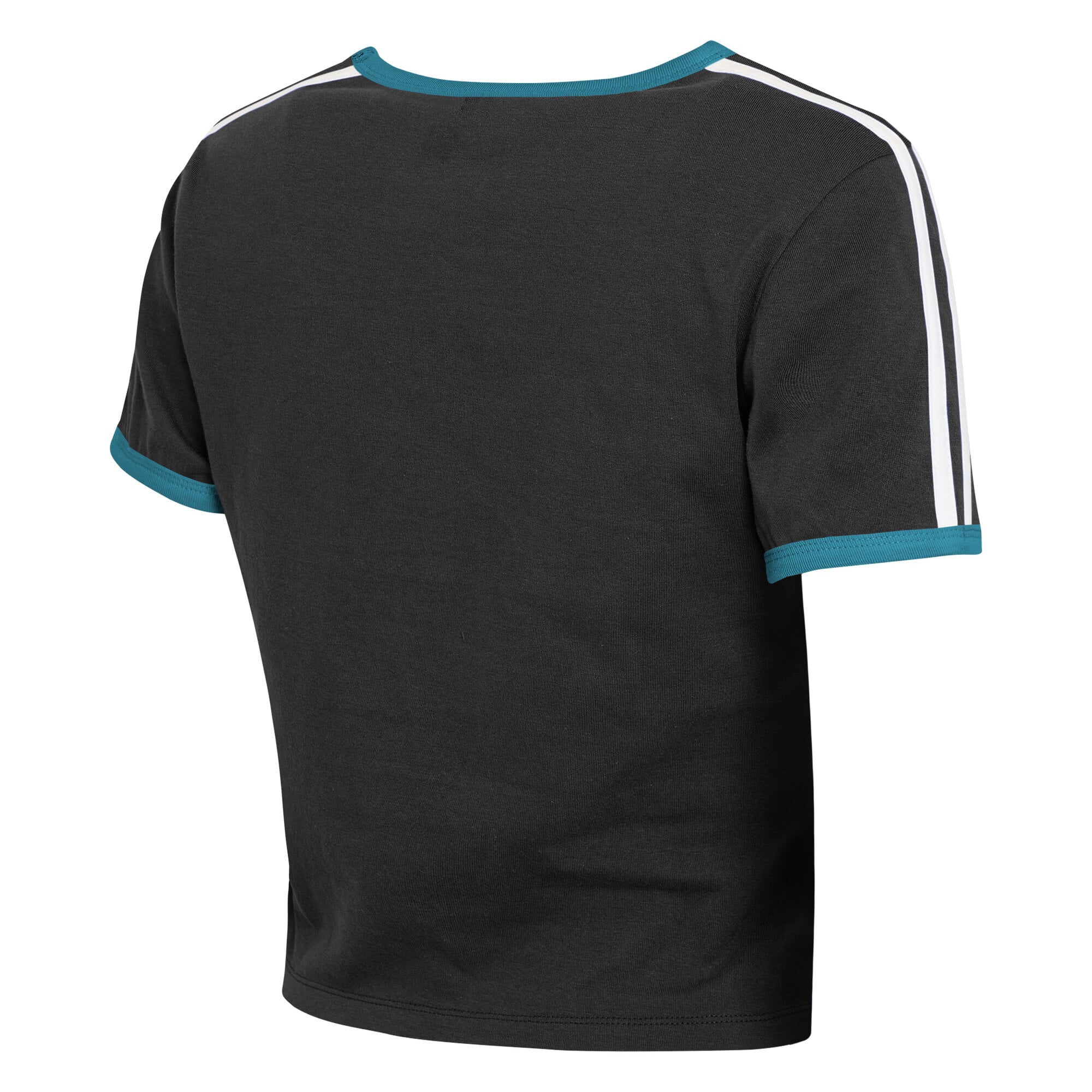 Women's WEAR by Erin Andrews Black Jacksonville Jaguars Cropped Throwback Ringer Baby T-Shirt