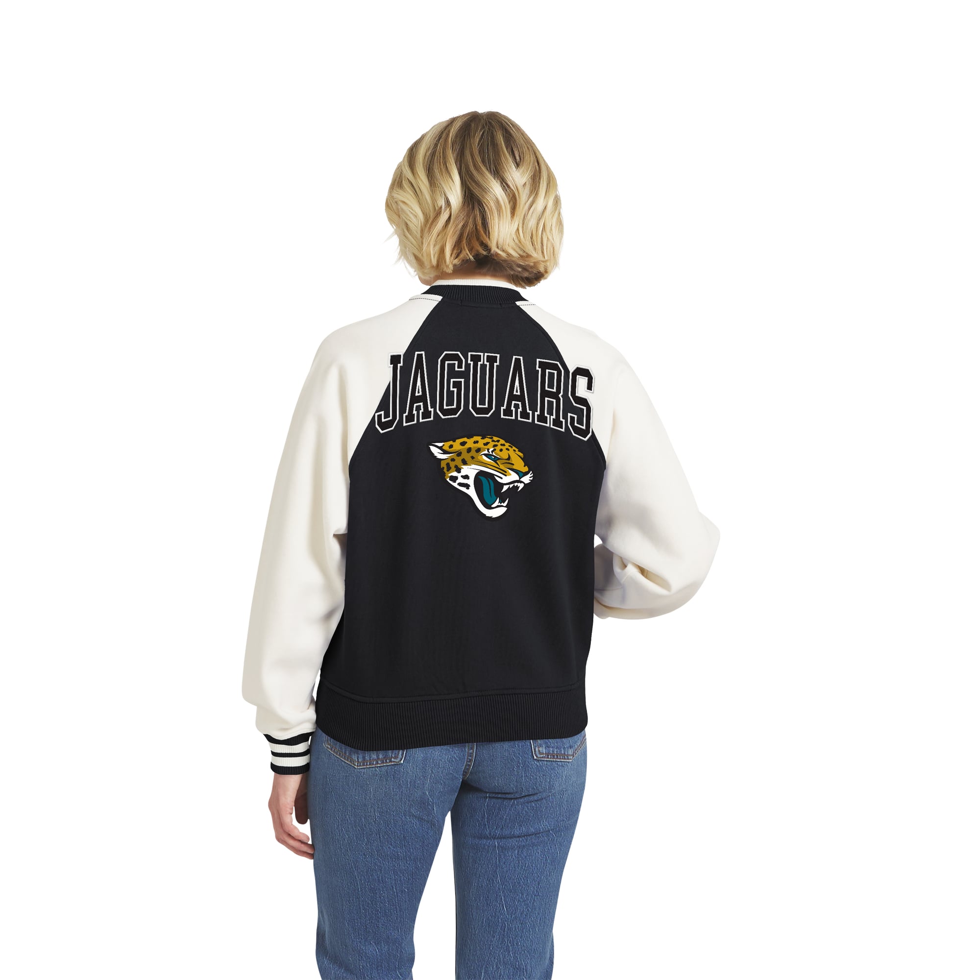 Veste polaire raglan zippée intégrale style rétro Jacksonville Jaguars pour femme, par Erin Andrews (WEAR by Andrews)