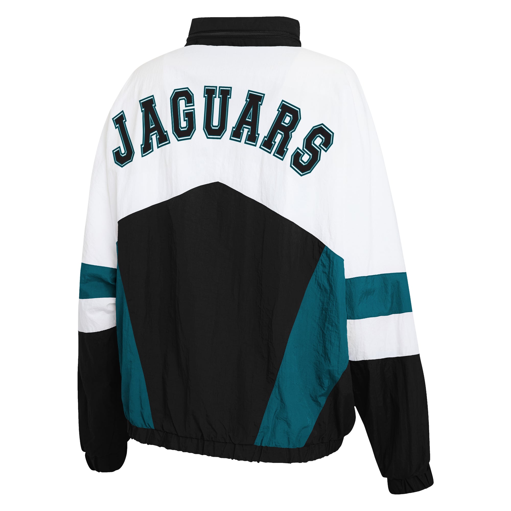 Veste coupe-vent à capuche zippée intégrale blanche et noire style rétro Jacksonville Jaguars de la marque WEAR by Erin Andrews pour femme